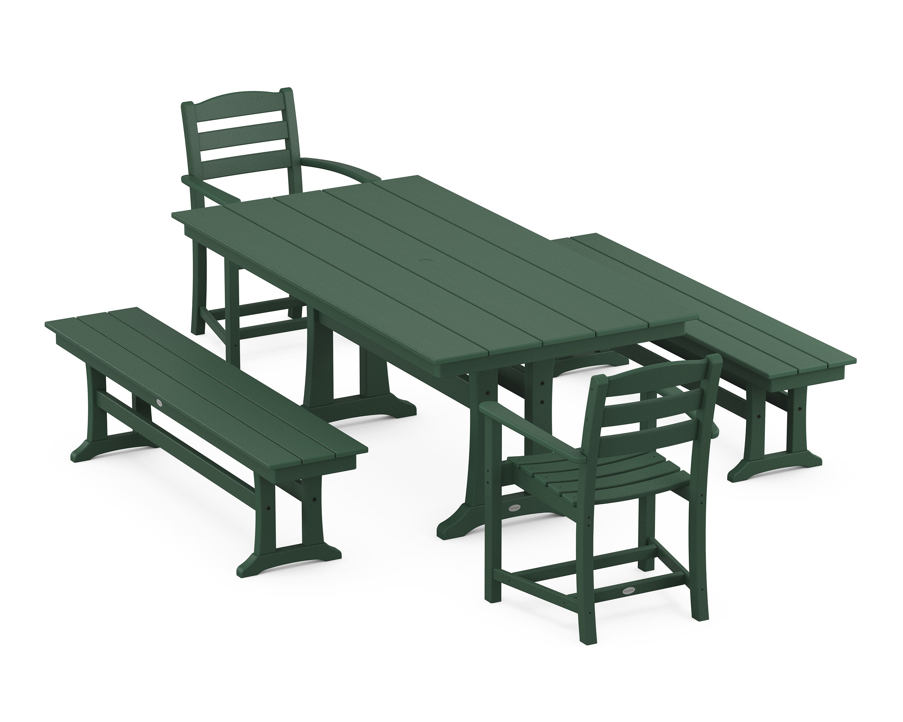 La Casa Cafe 5-Piece Farmhouse Dining Set With Trestle Legs in Green