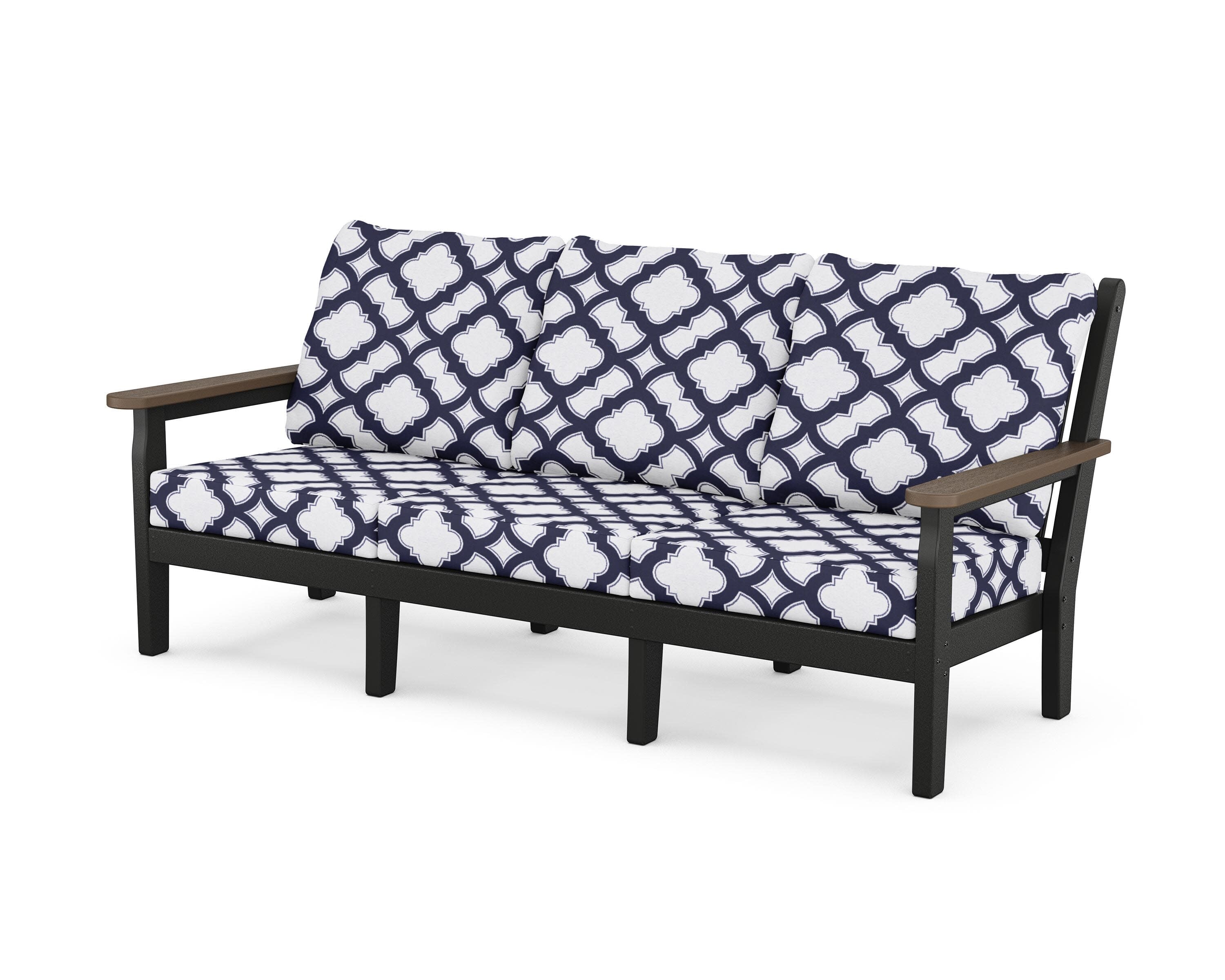 Chippendale Deep Seating Sofa in Black / Kona / Trellis Navy