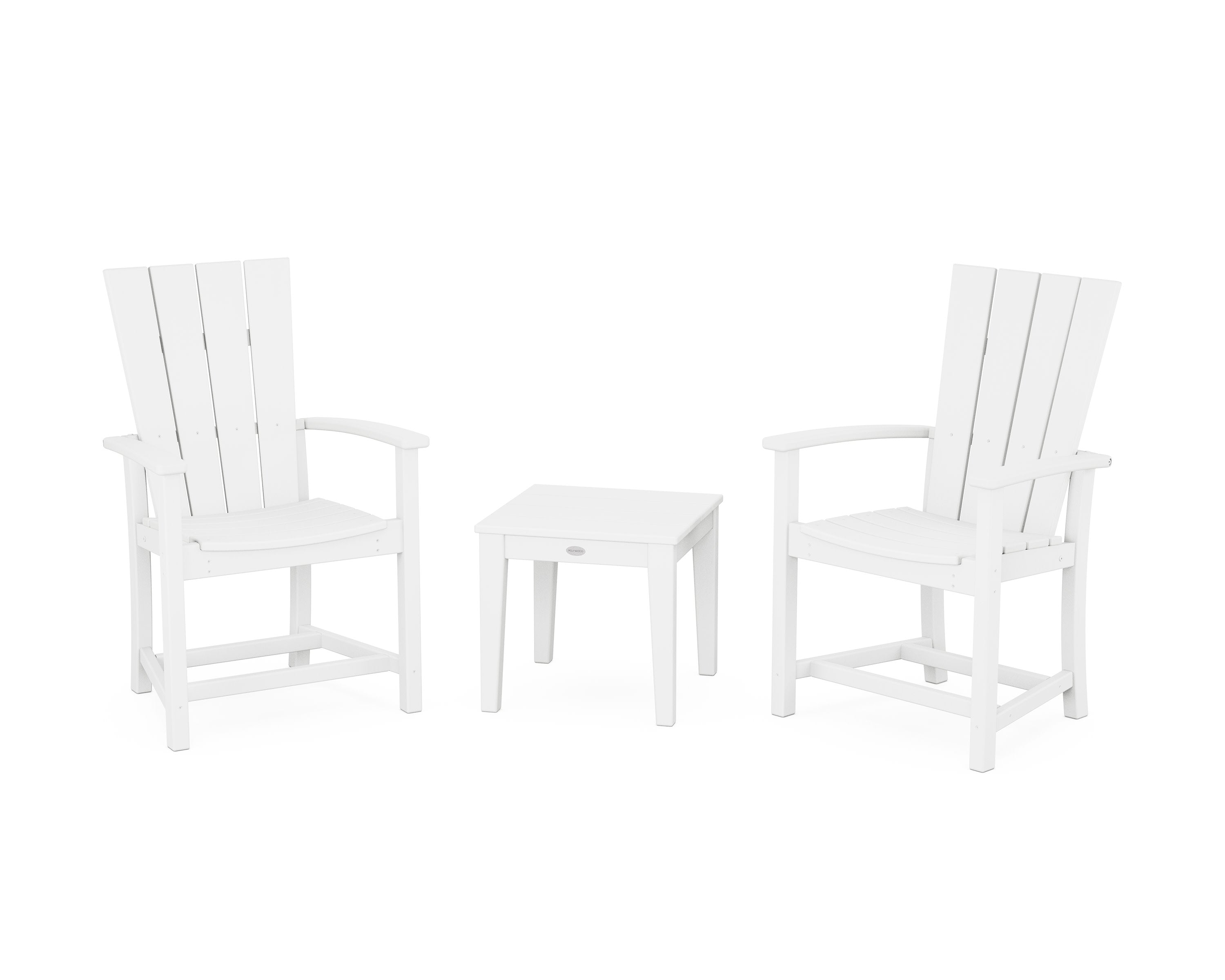 Quattro 3-Piece Upright Adirondack Chair Set in White