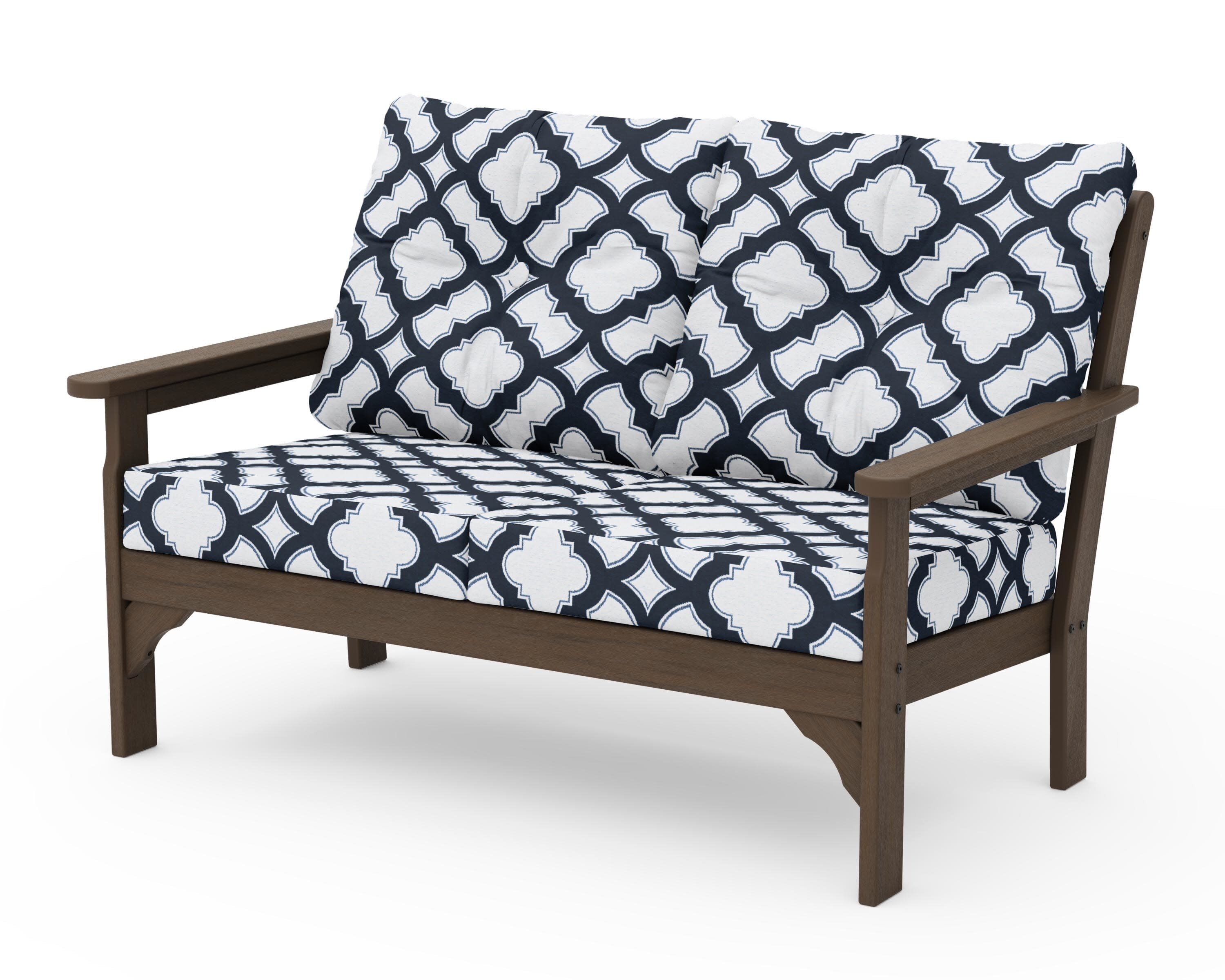Vineyard Deep Seating Loveseat in Kona / Trellis Marine Indigo