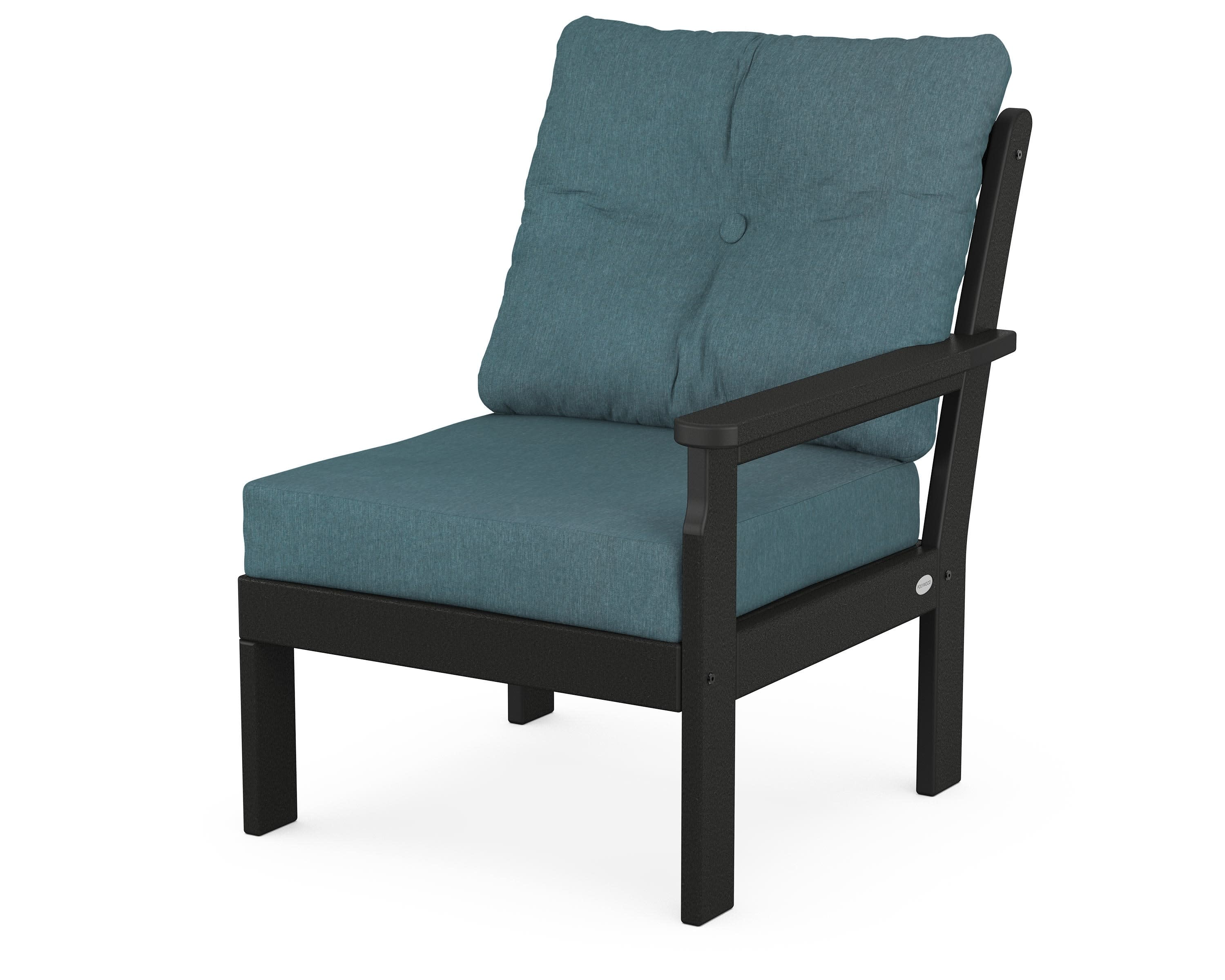 Vineyard Modular Right Arm Chair in Black / Ocean Teal