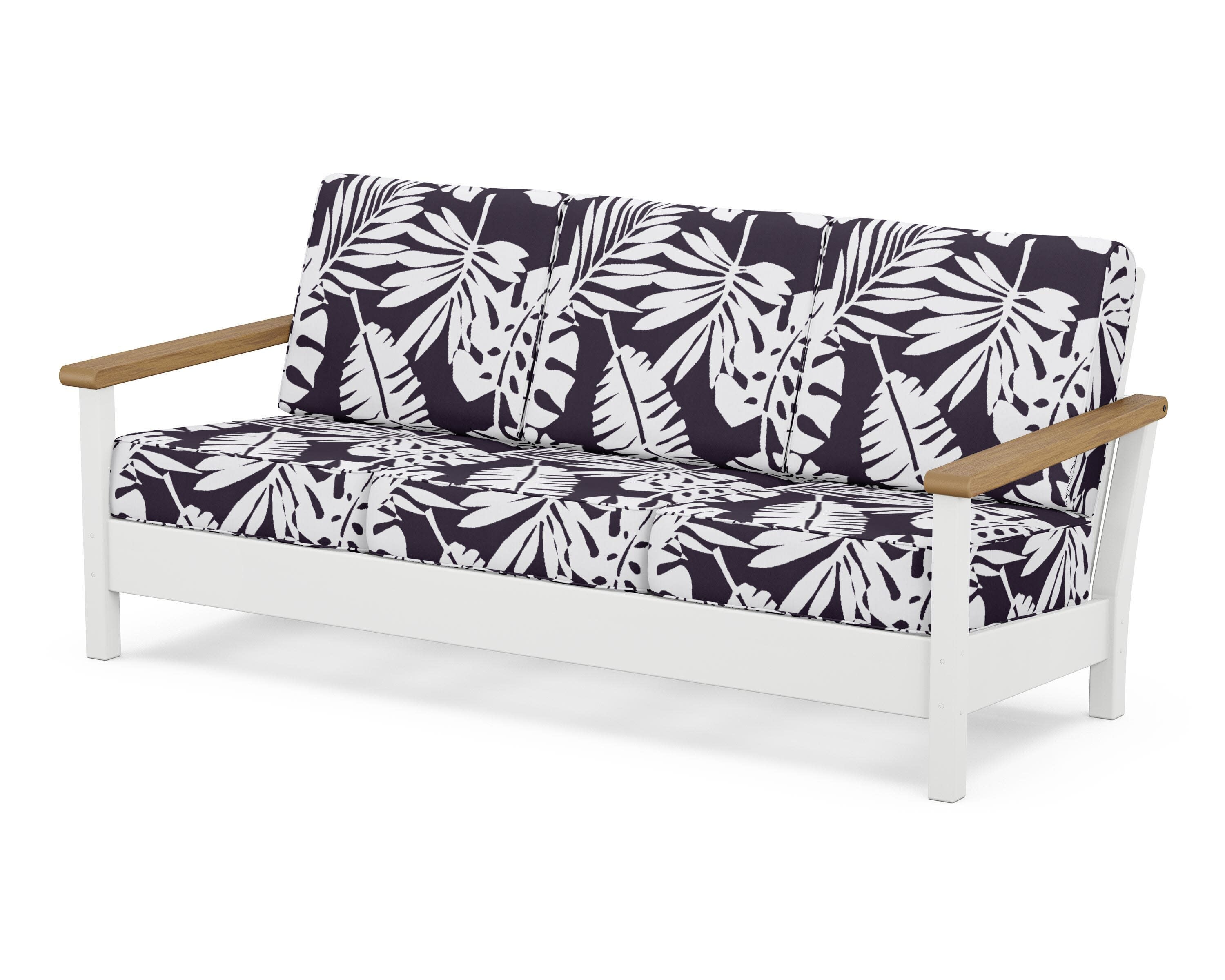 Harbour Deep Seating Sofa in White / Natural / Leaf Navy