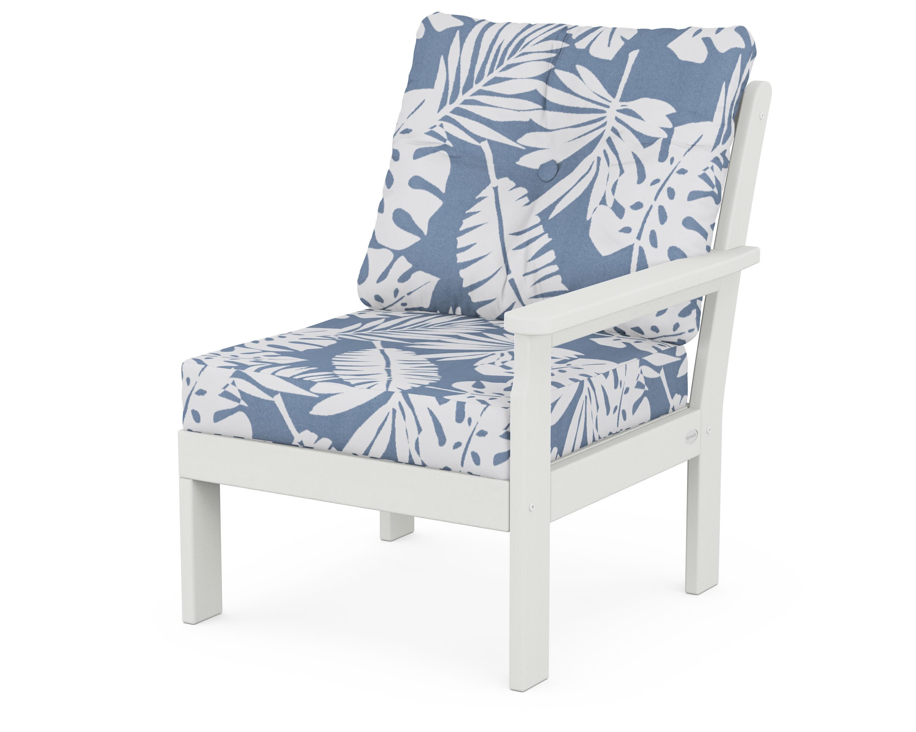 Vineyard Modular Right Arm Chair in Vintage White / Leaf Sky Blue