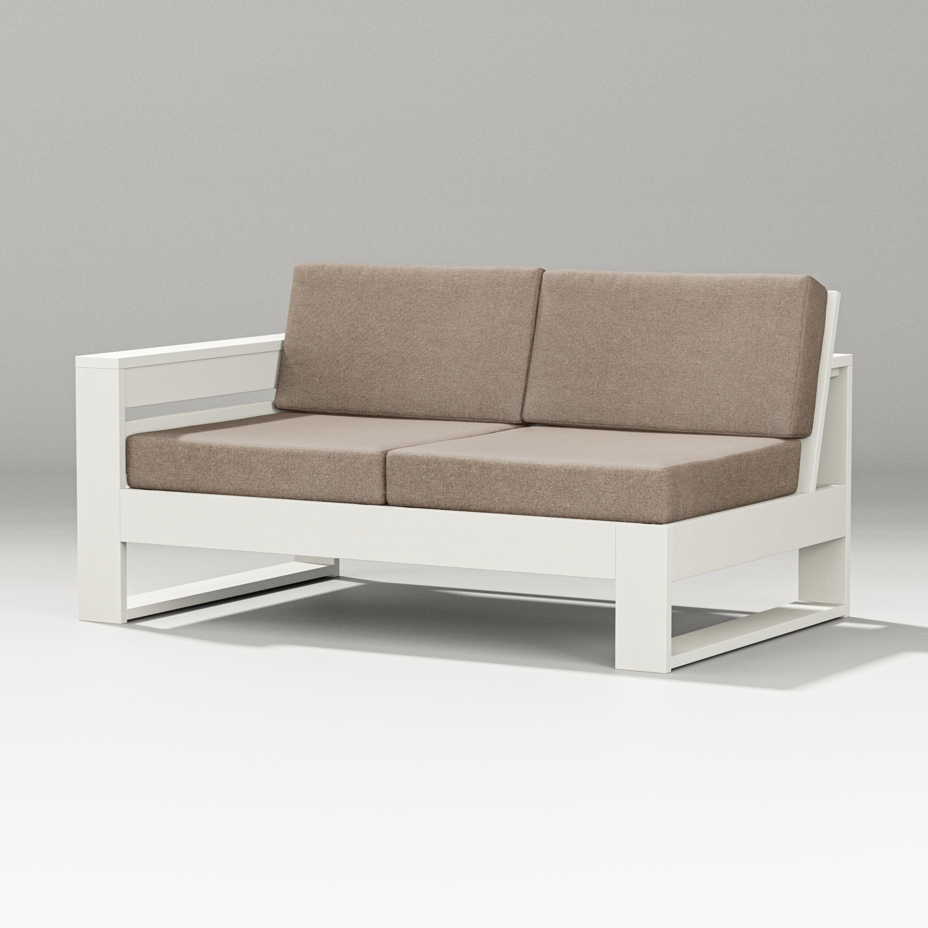 Latitude Modular Left Arm Loveseat in Vintage White / Spiced Burlap