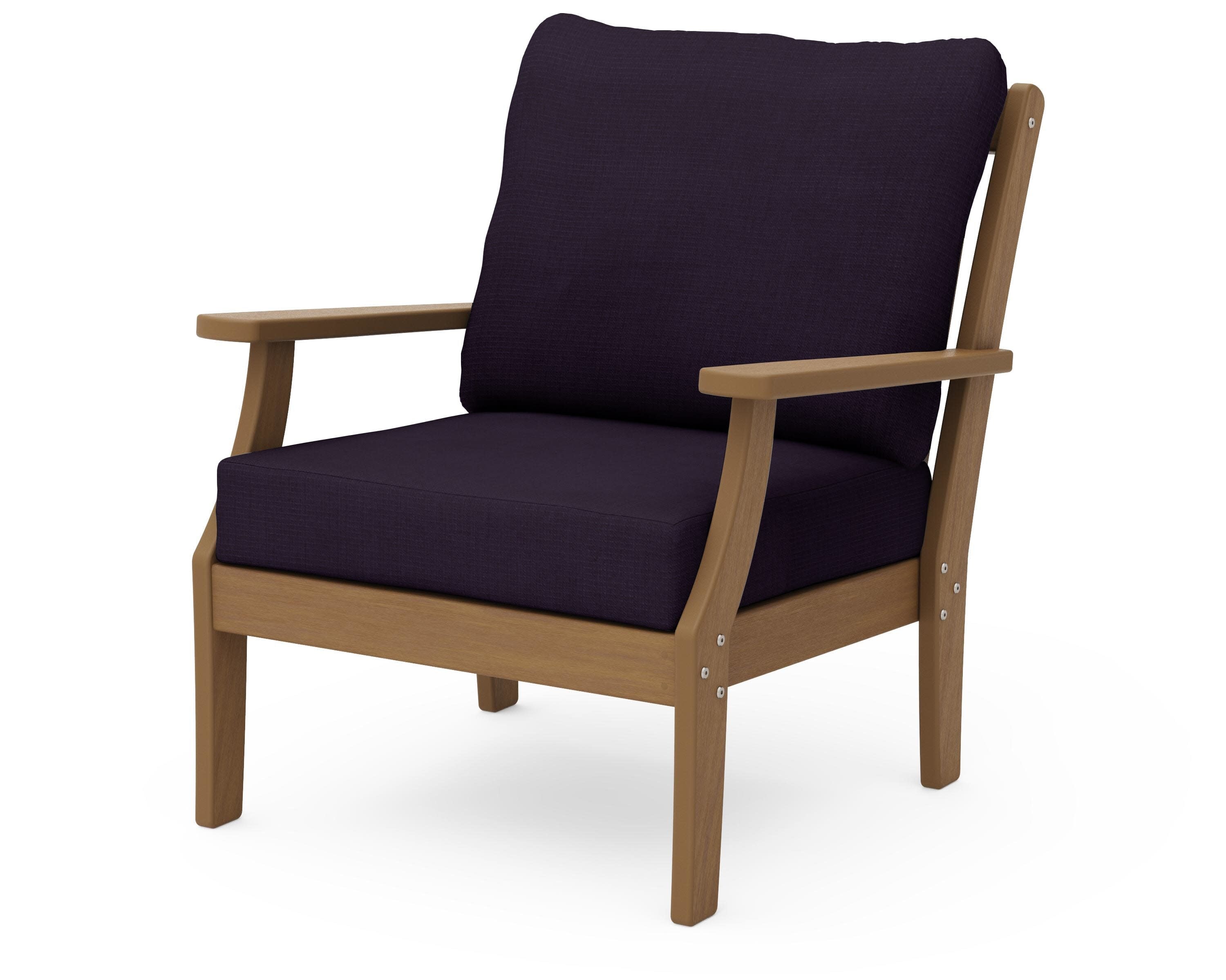 Braxton Deep Seating Chair in Natural / Navy Linen