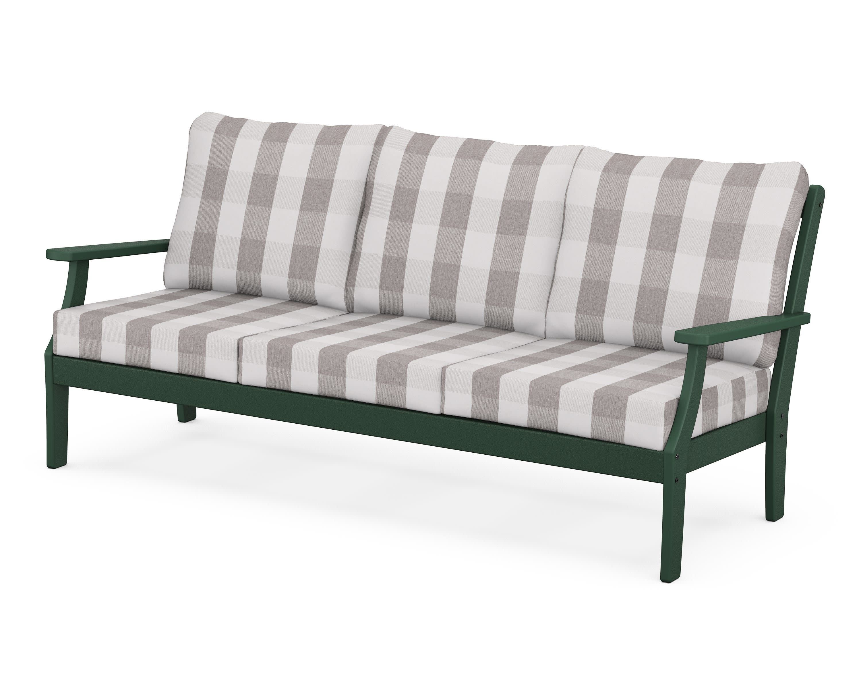 Braxton Deep Seating Sofa in Green / Buffalo Plaid Grey Mist