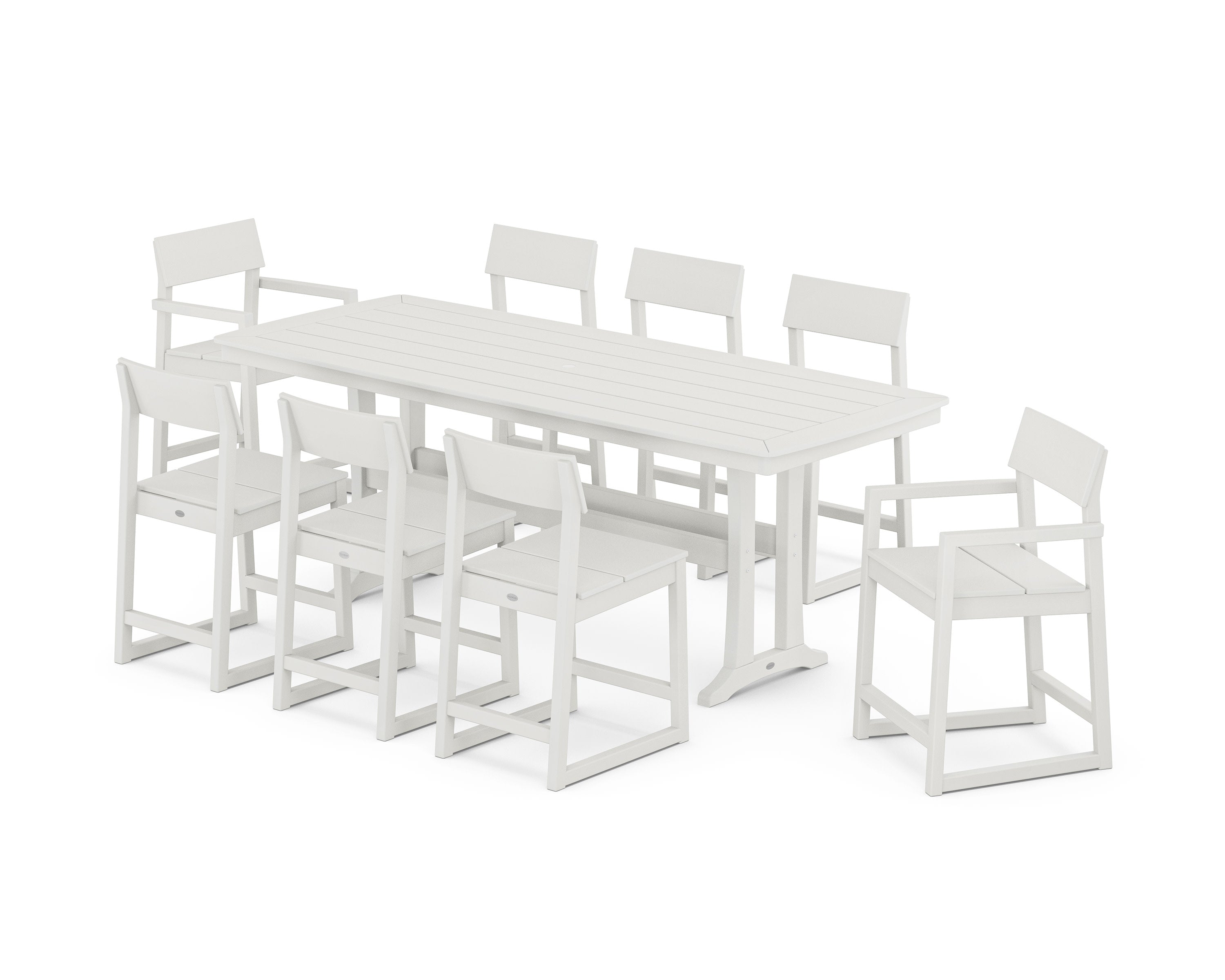 EDGE 9-Piece Counter Set with Trestle Legs in Vintage White