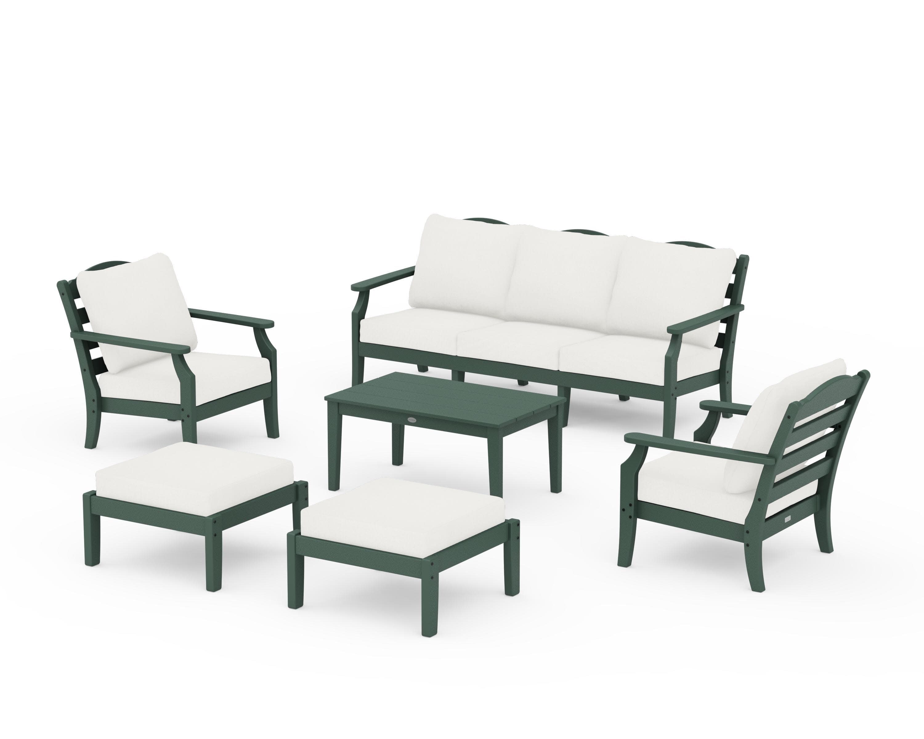 Savannah 6-Piece Lounge Sofa Set in Green / Natural Linen