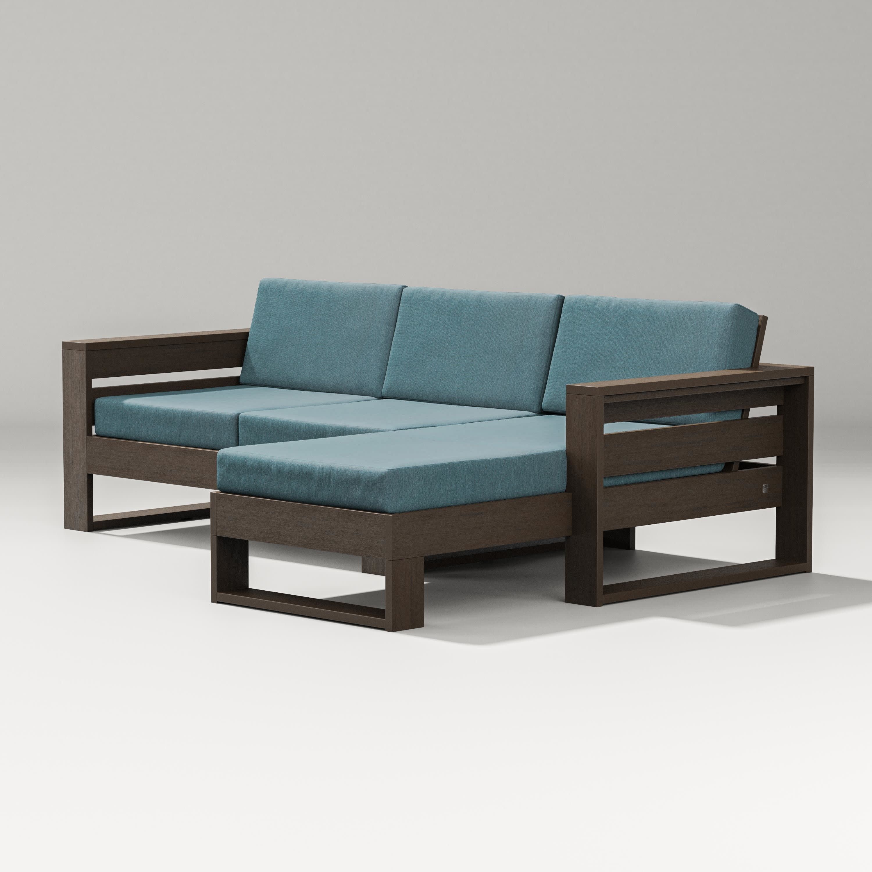 Latitude Right Chaise Sectional in Kona / Ocean Teal
