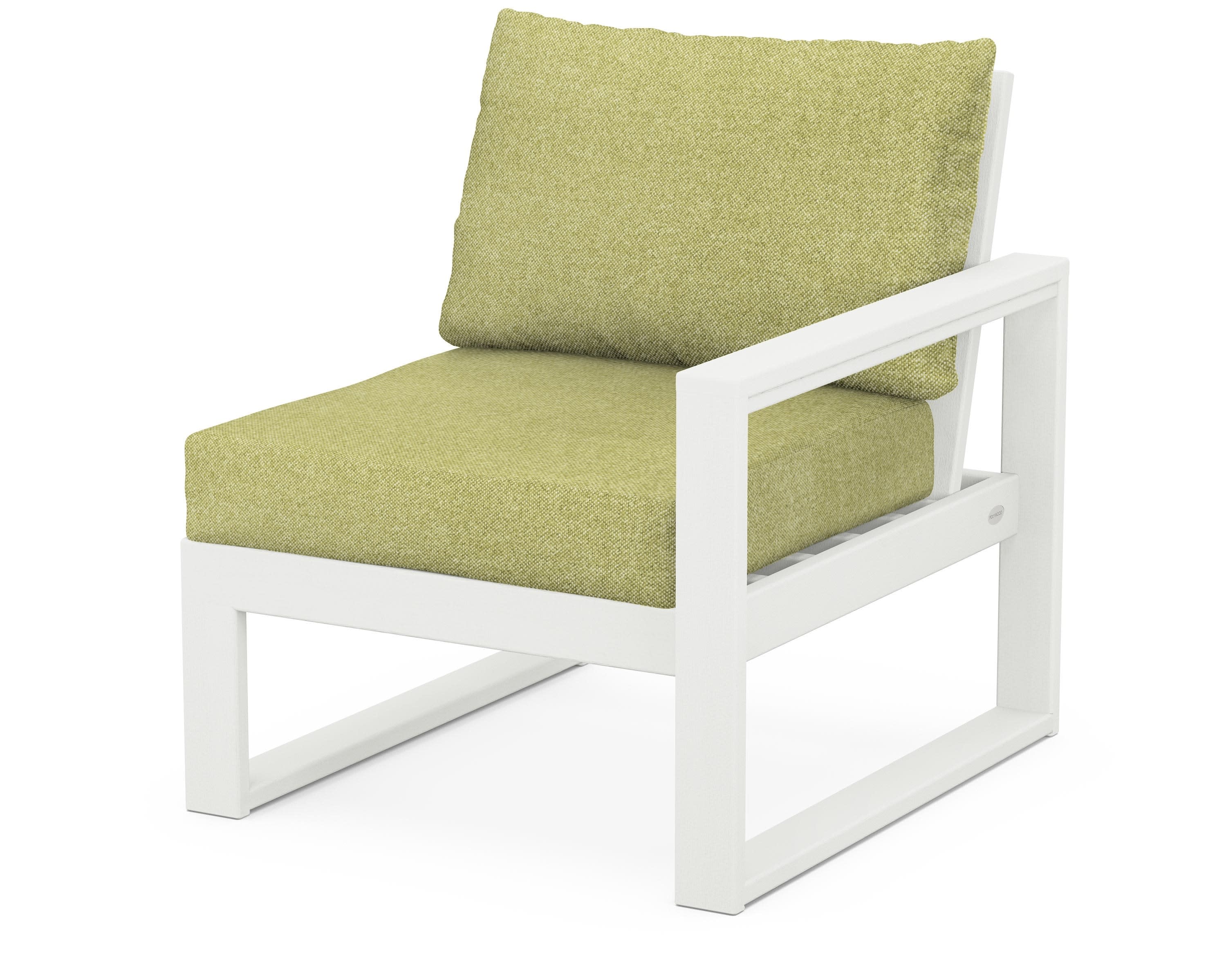 EDGE Modular Right Arm Chair in Vintage White / Chartreuse Boucle