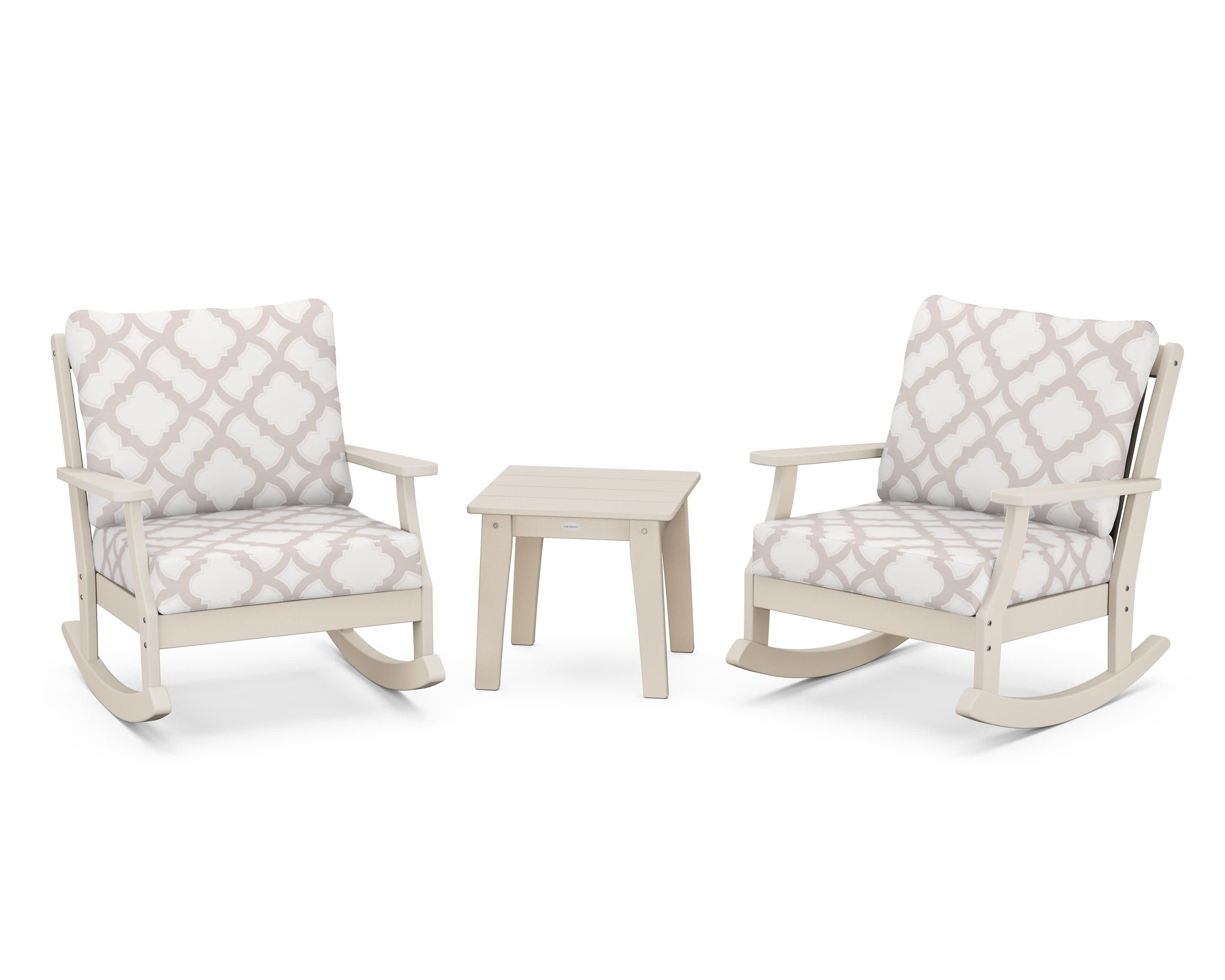 Braxton 3-Piece Deep Seating Rocker Set in Sand / Trellis Dune Burlap