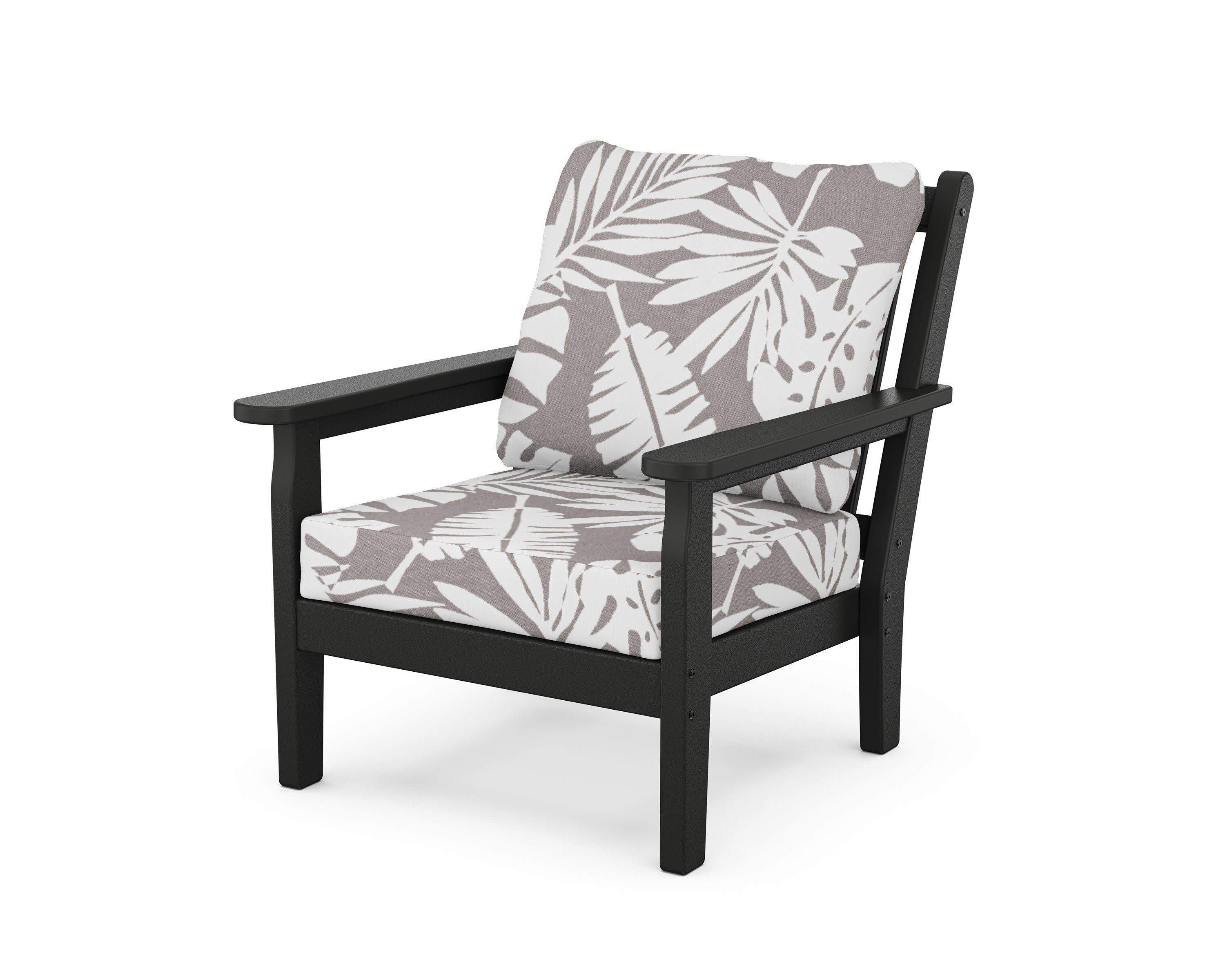 Chippendale Deep Seating Chair in Black / Leaf Grey Mist