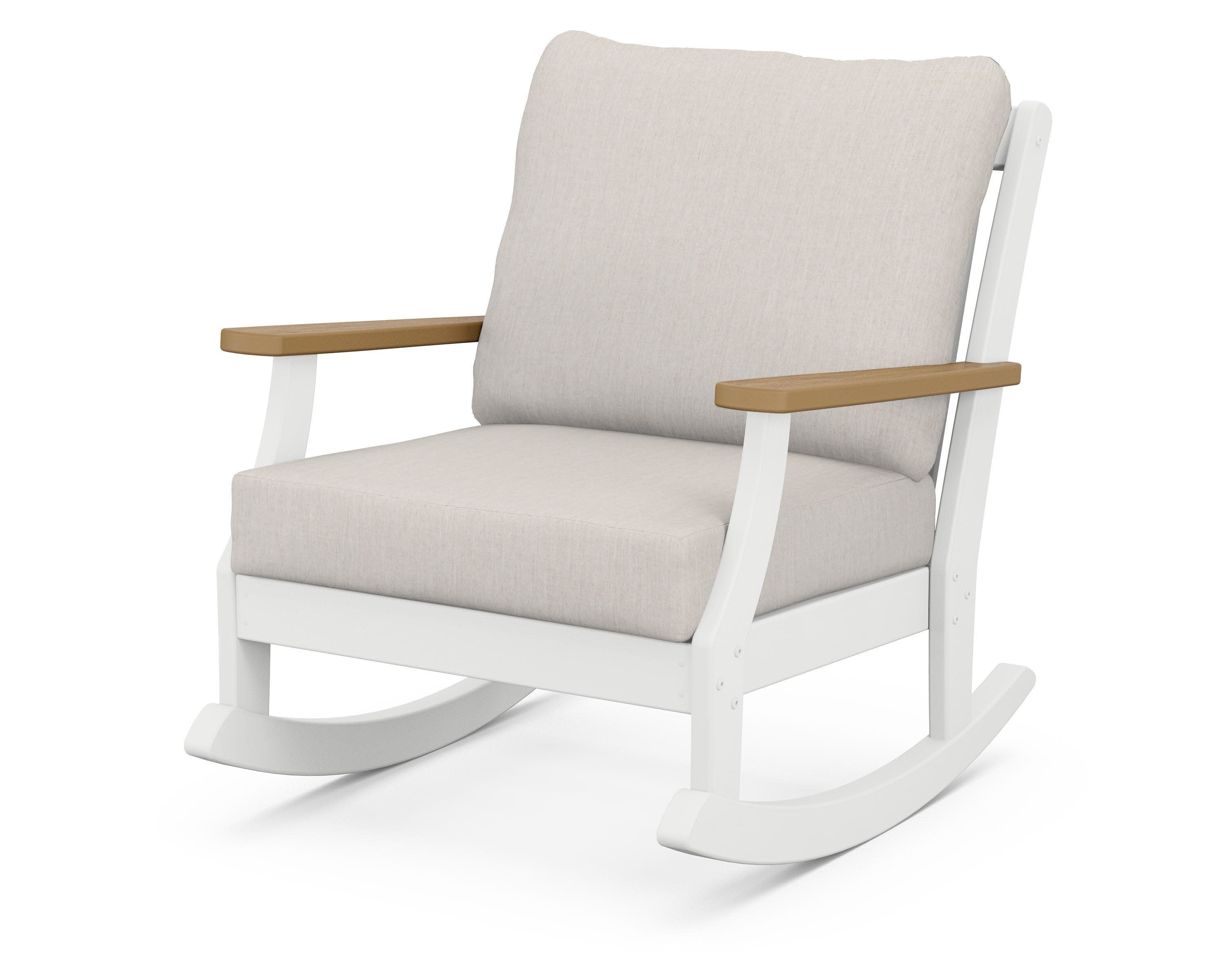 Braxton Deep Seating Rocking Chair in White / Natural / Cast Ash