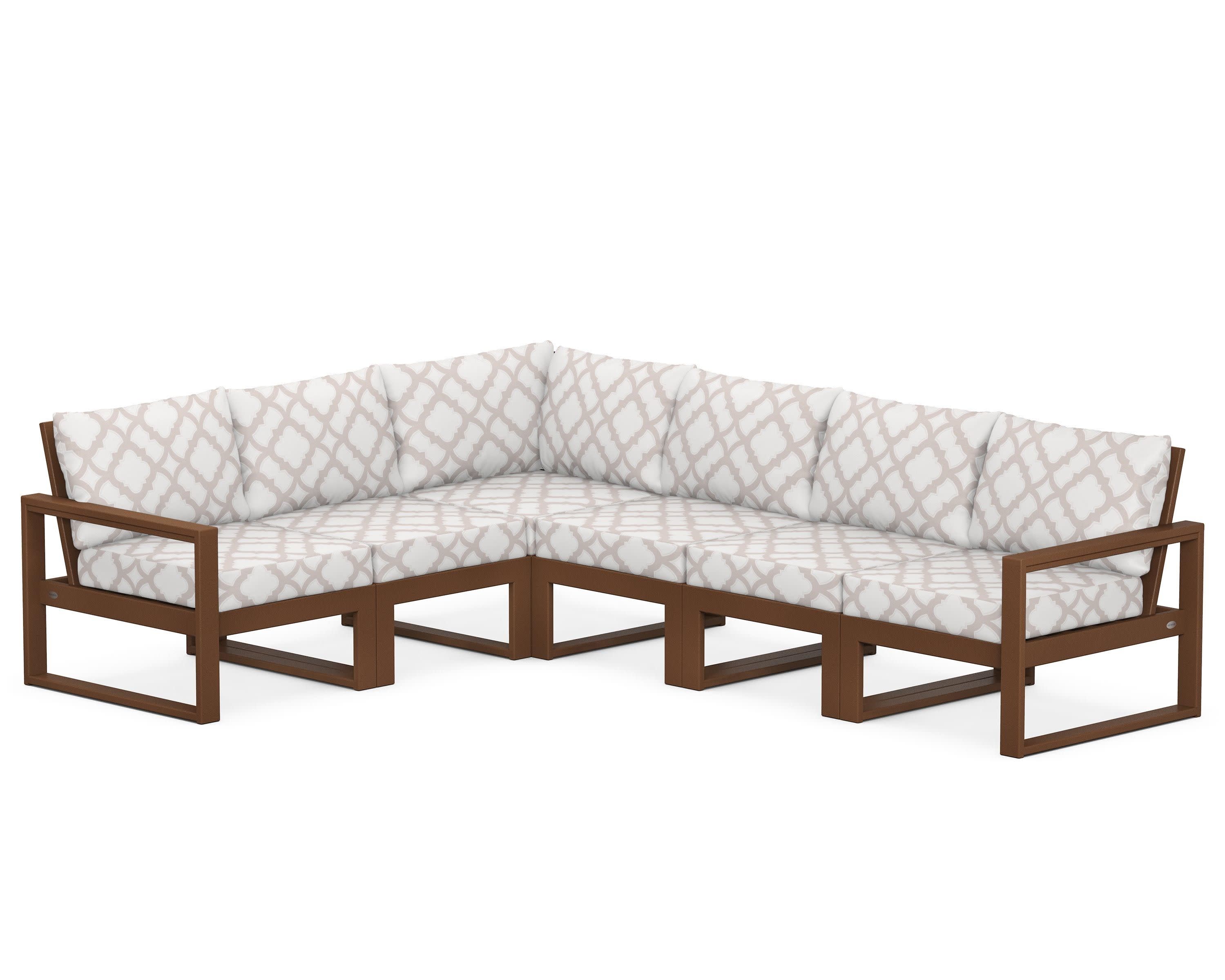 EDGE 6-Piece Modular Deep Seating Set in Teak / Trellis Dune Burlap