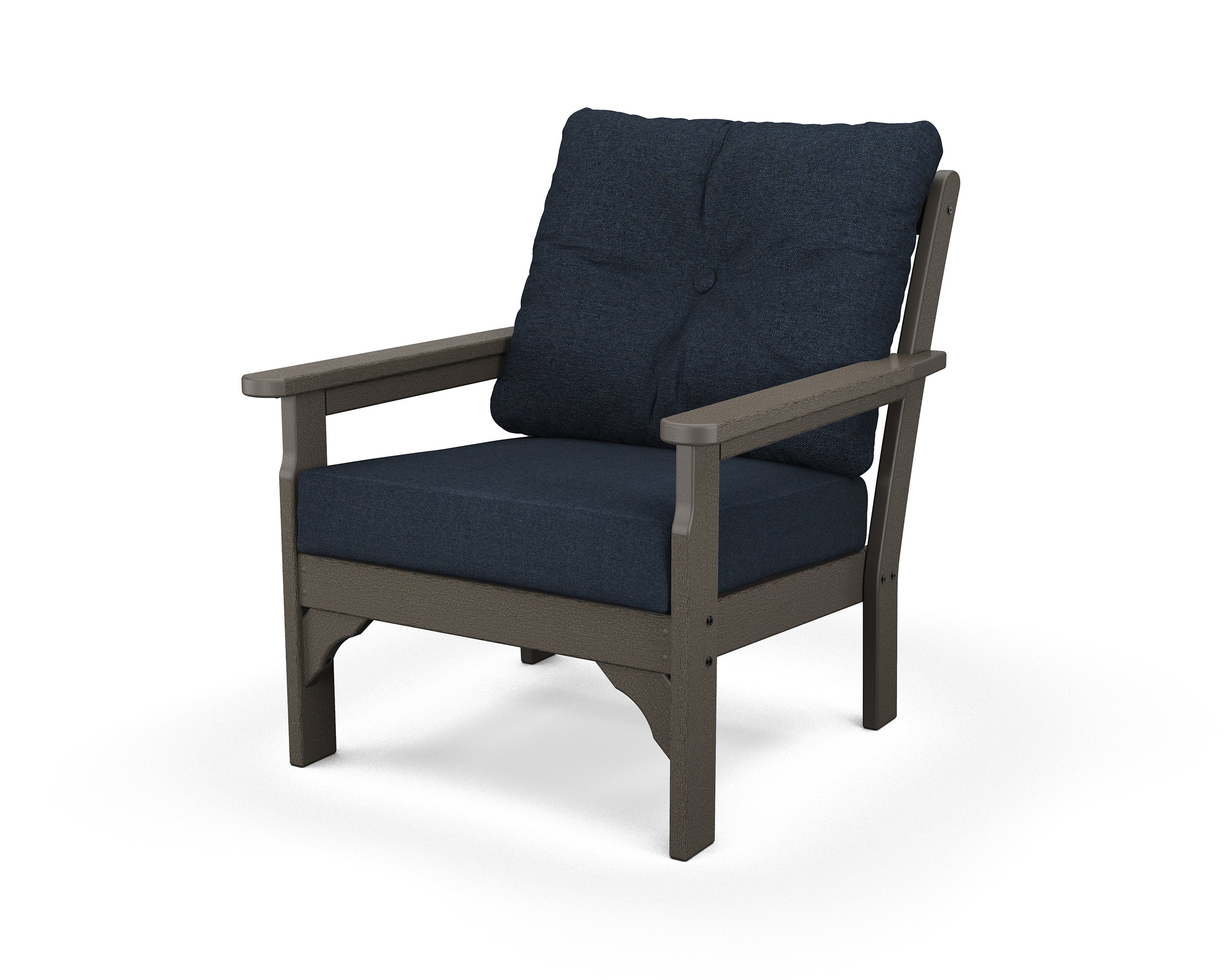 Vineyard Deep Seating Chair in Vintage Coffee / Marine Indigo