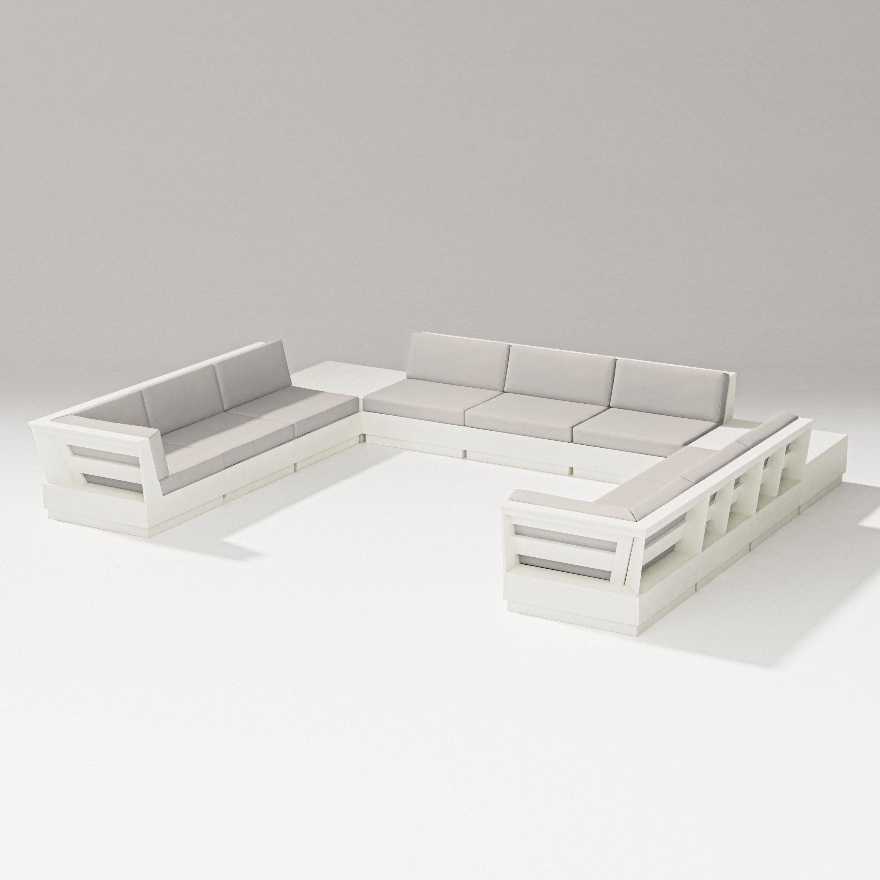 Elevate 11-Piece U-Shaped Sofa Sectional in Vintage White / Cast Ash