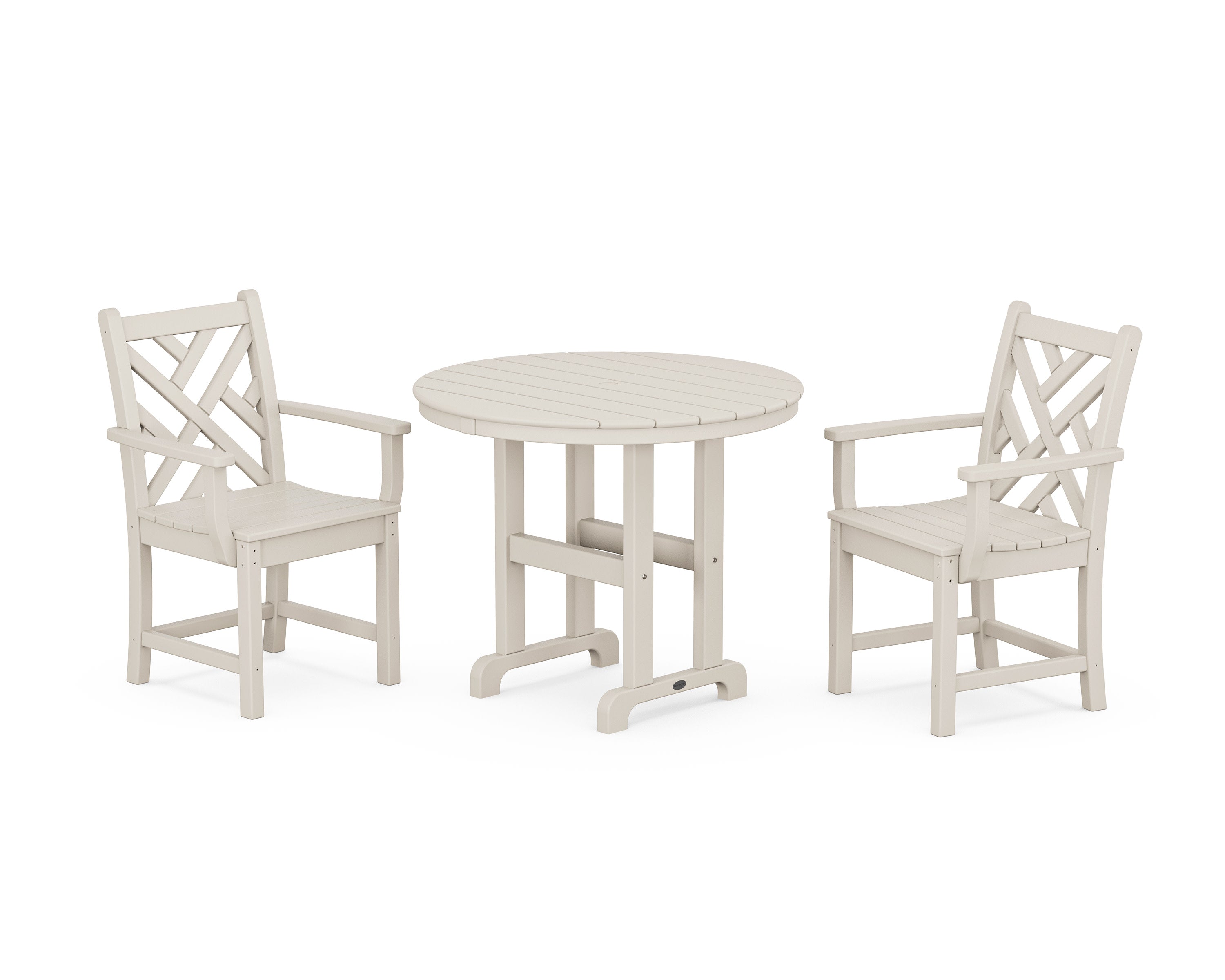 Chippendale 3-Piece Round Dining Set in Sand