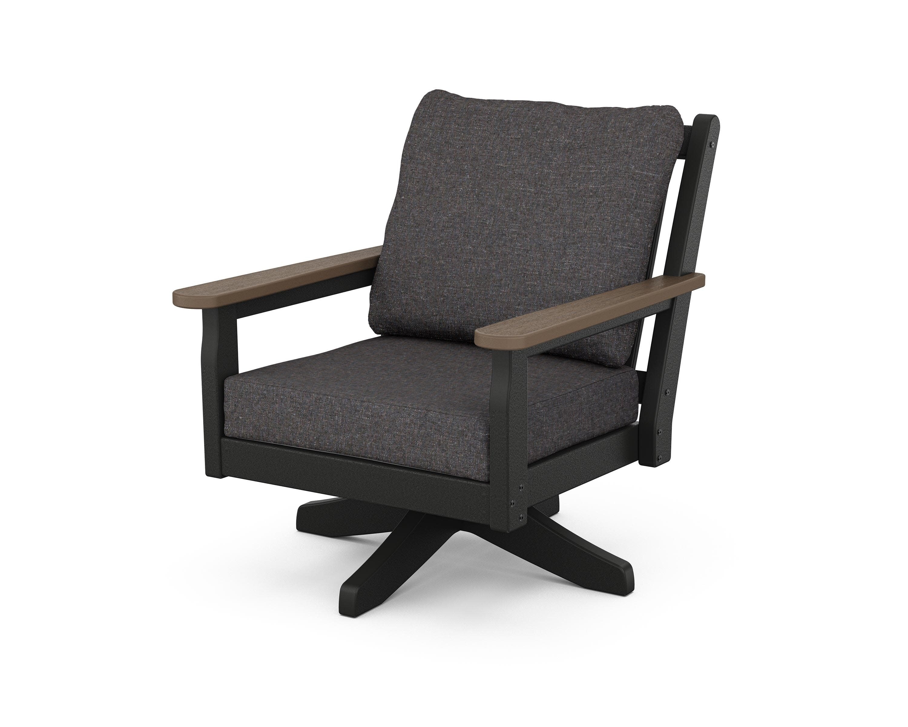 Chippendale Deep Seating Swivel Chair in Black / Kona / Ash Charcoal