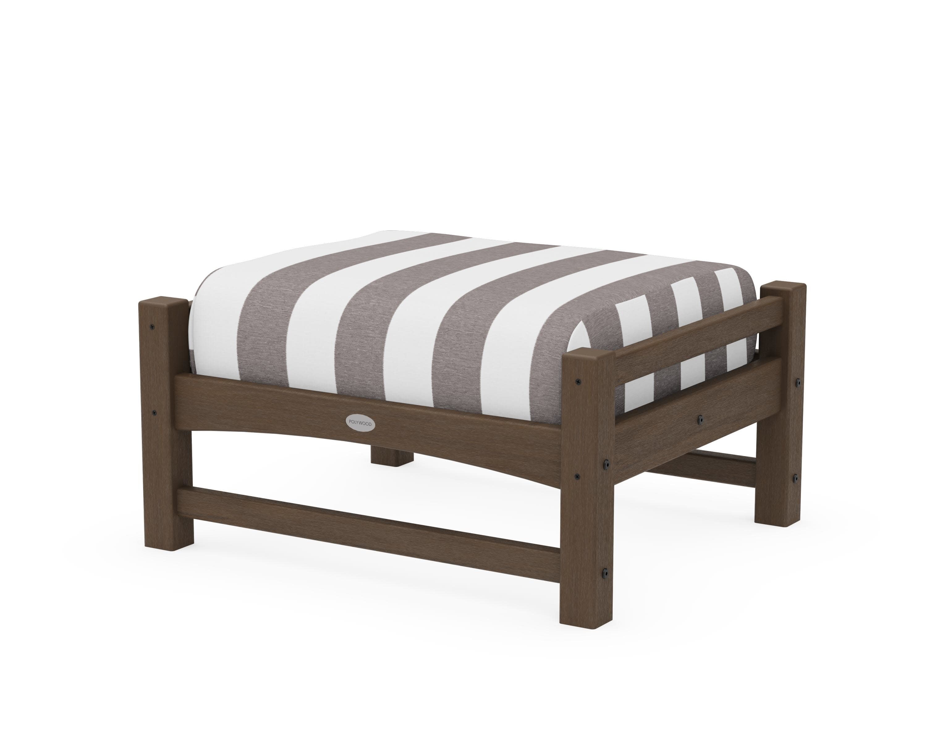 Club Ottoman in Kona / Cabana Stripe Grey Mist