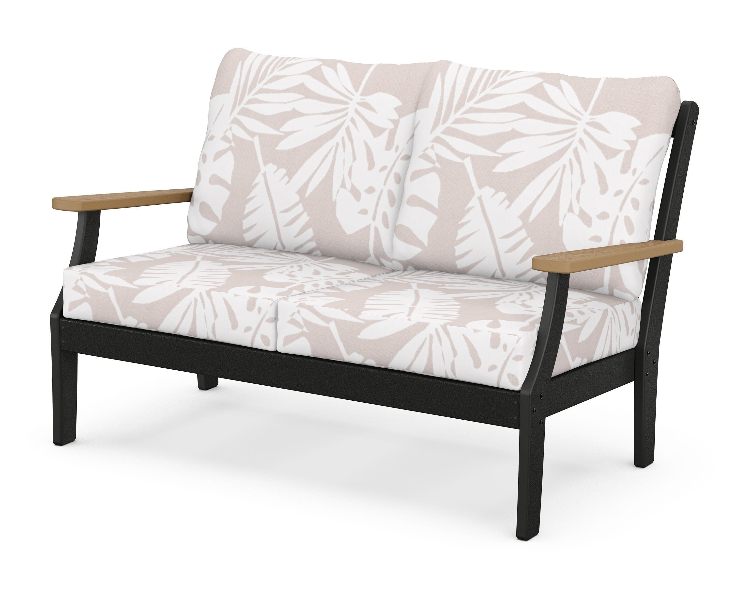 Braxton Deep Seating Loveseat in Black / Natural / Leaf Dune Burlap