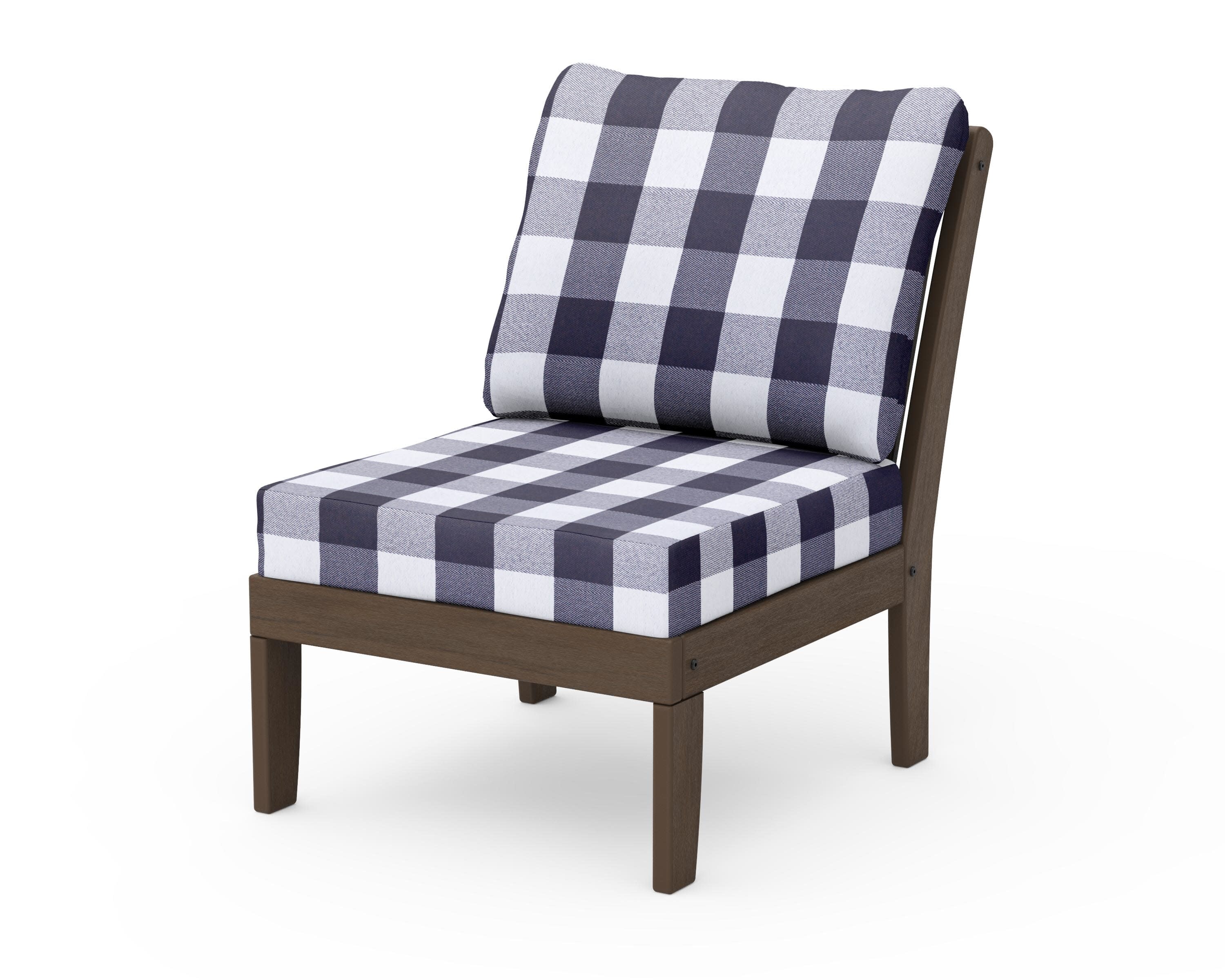 Braxton Modular Armless Chair in Kona / Buffalo Plaid Navy