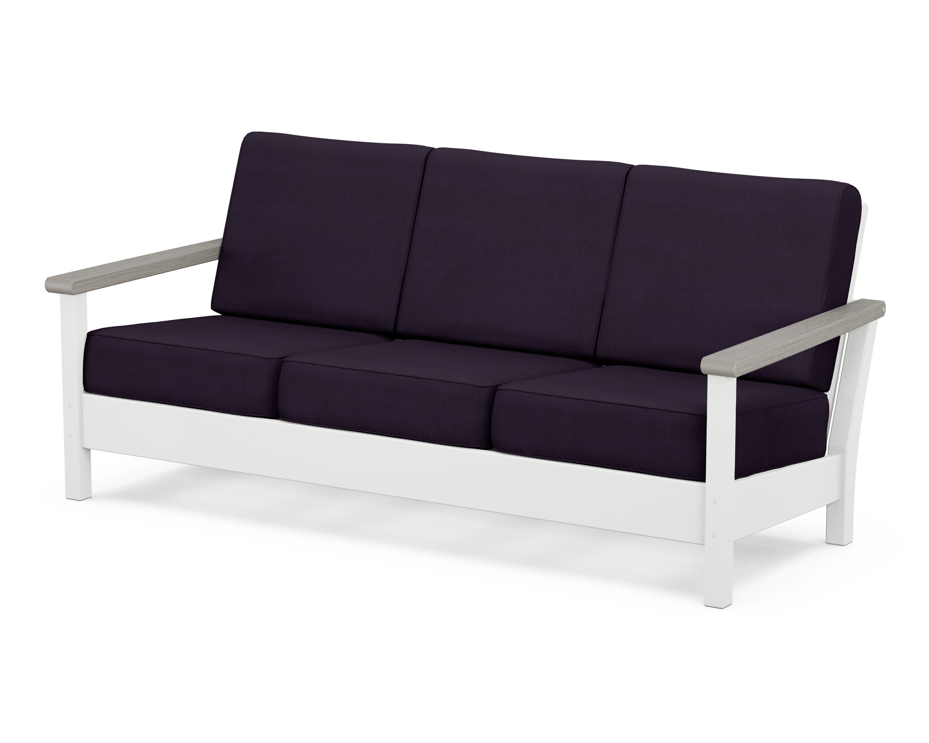 Harbour Deep Seating Sofa in White / Driftwood / Navy Linen