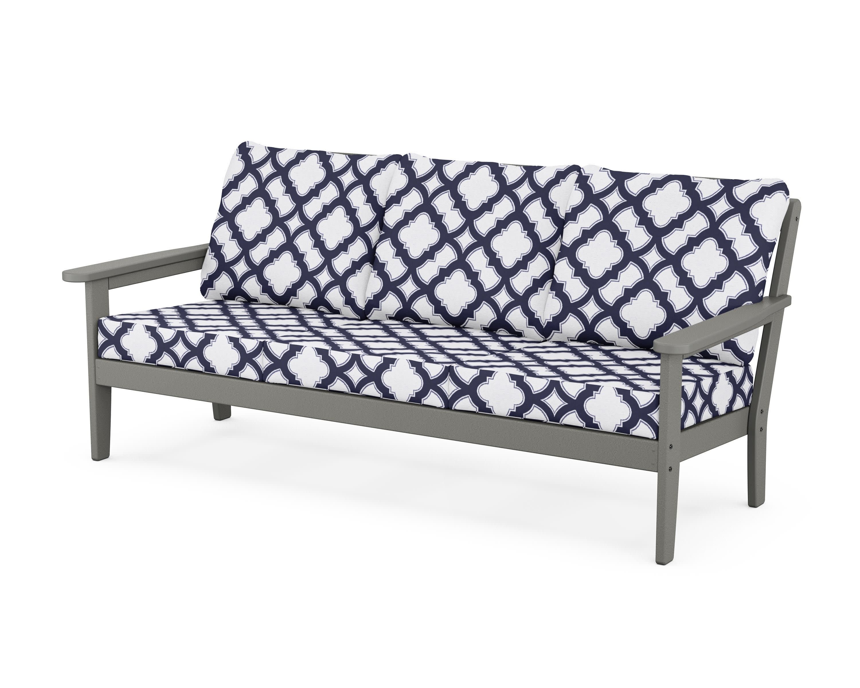 Cottage Deep Seating Sofa in Slate Grey / Trellis Navy