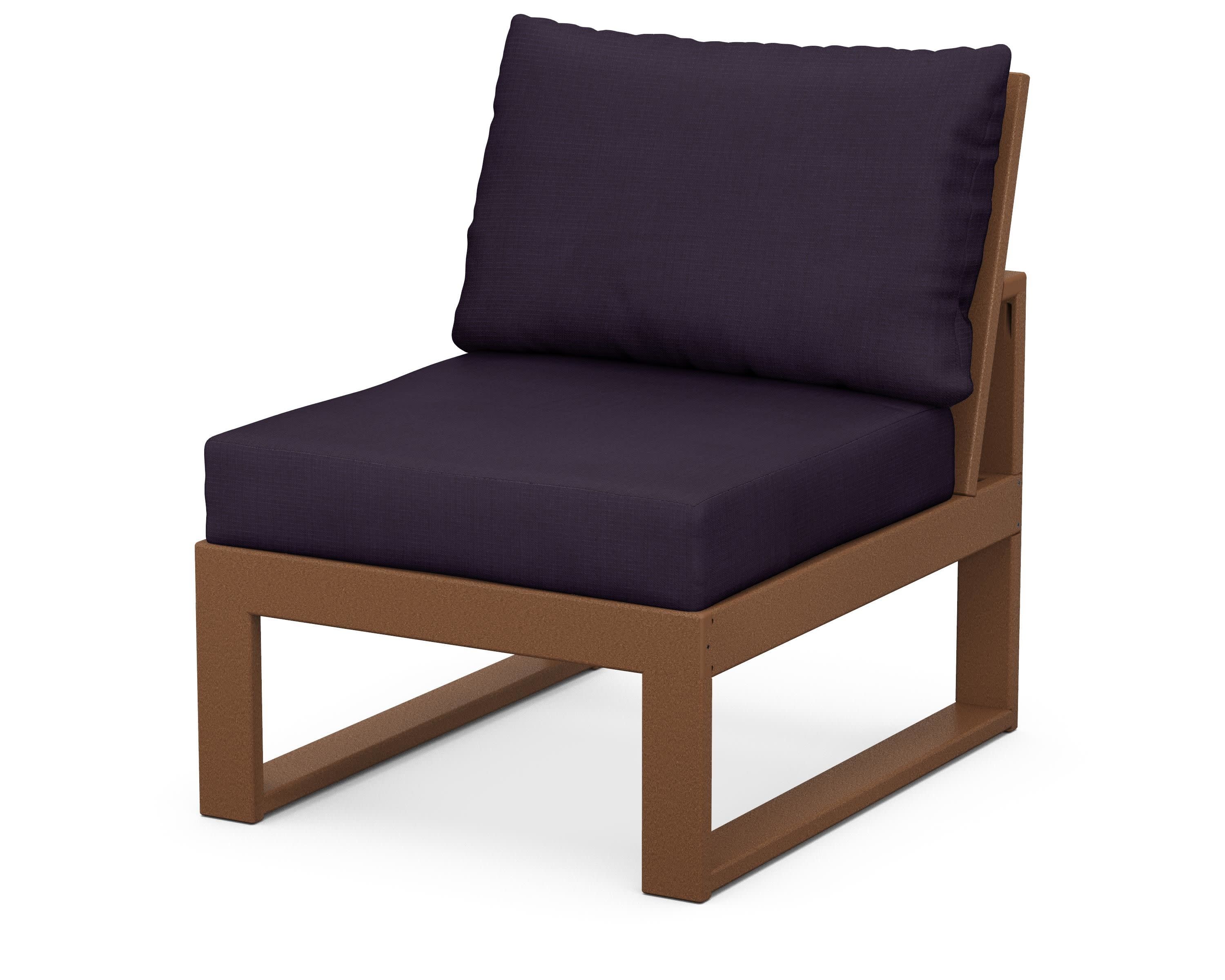 Modular Armless Chair in Teak / Navy Linen