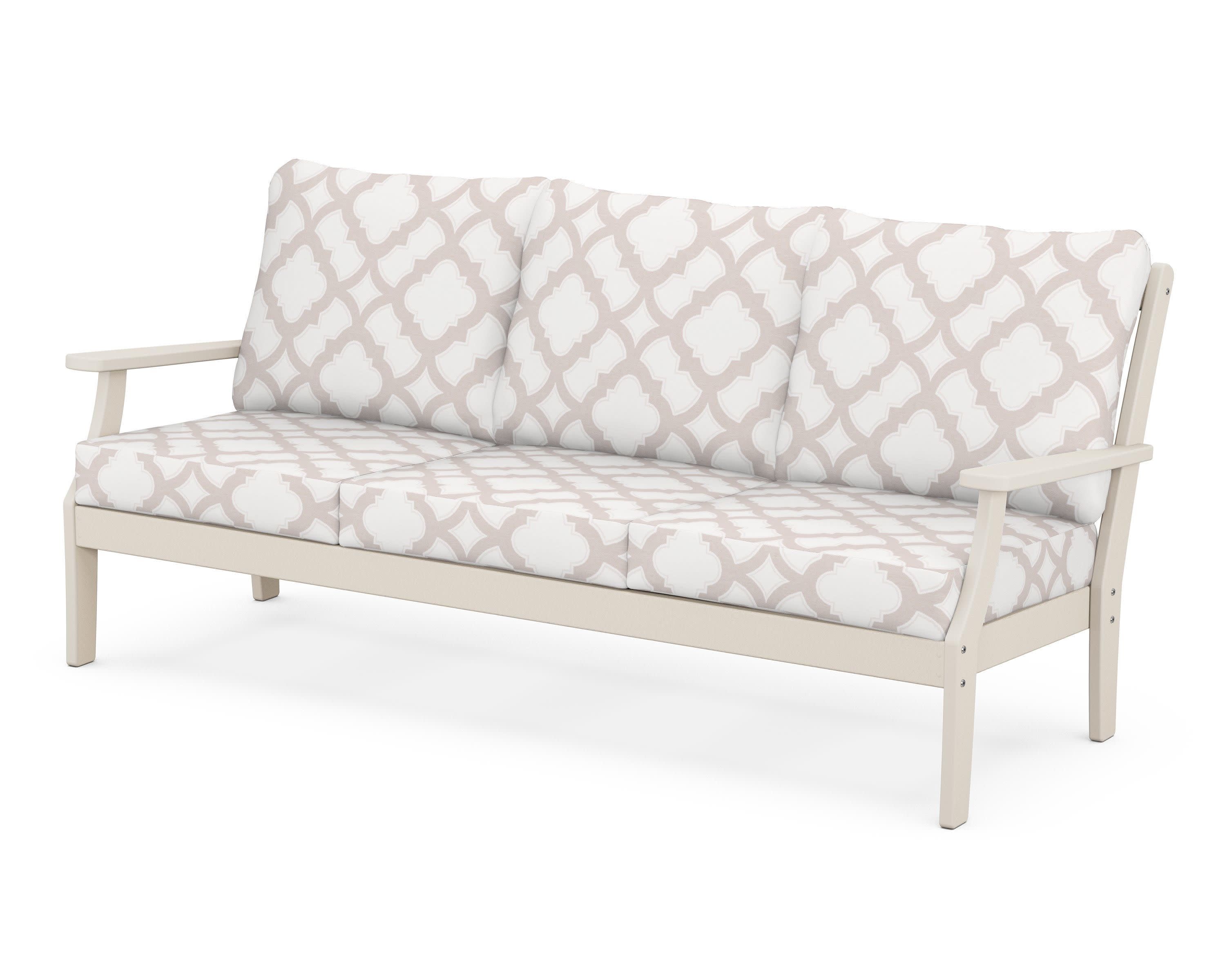 Braxton Deep Seating Sofa in Sand / Trellis Dune Burlap