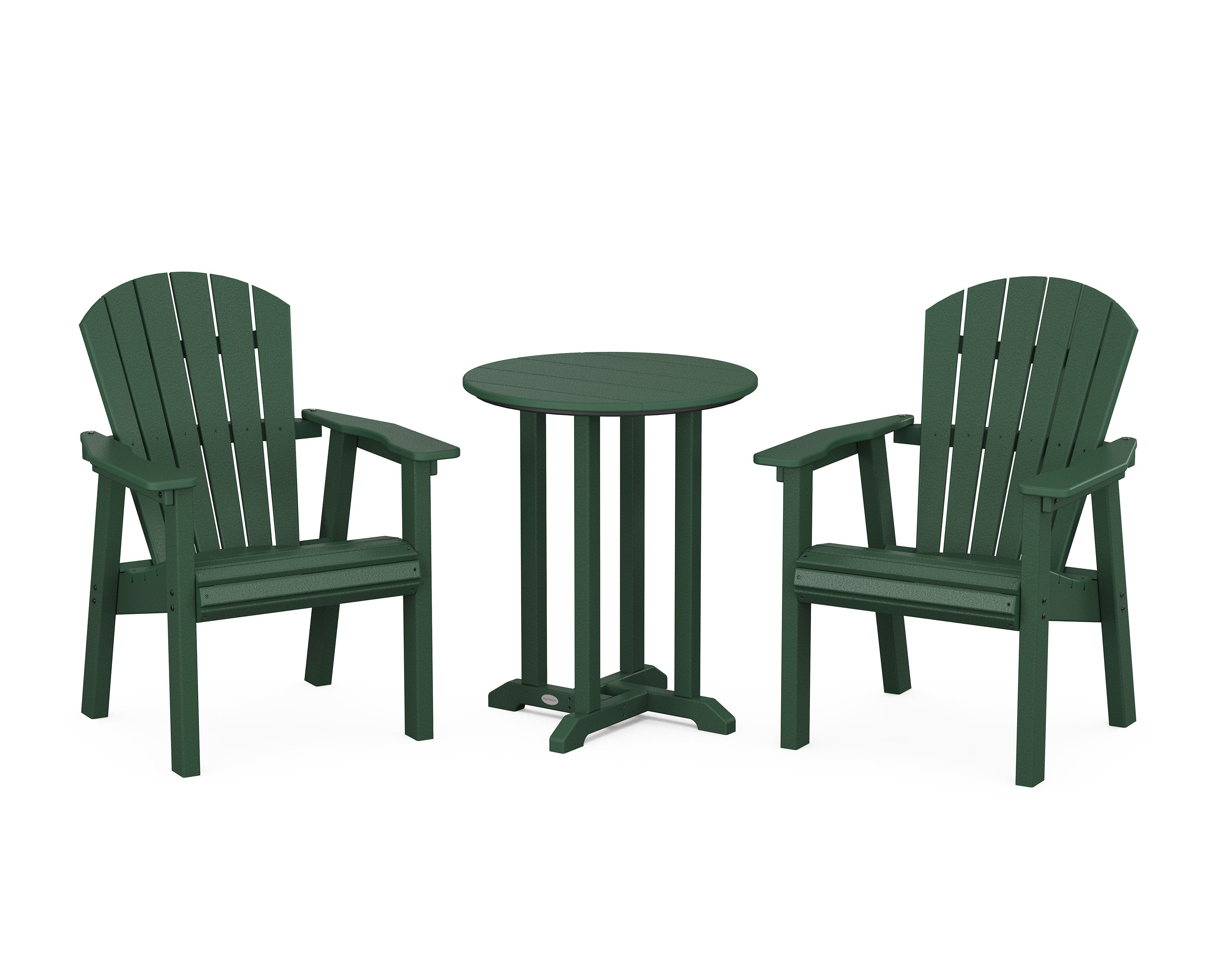 Seashell 3-Piece Round Farmhouse Bistro Dining Set in Green