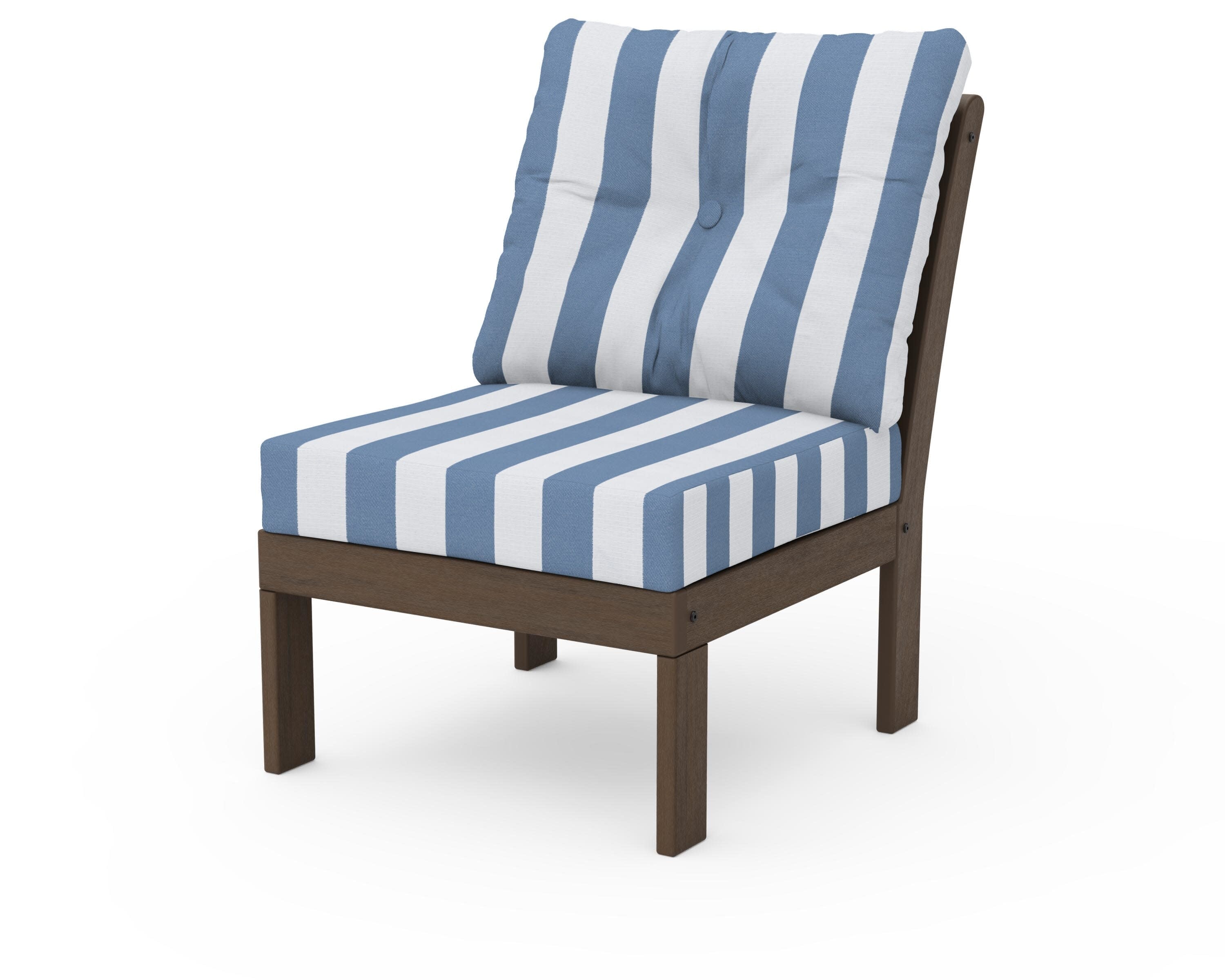 Vineyard Modular Armless Chair in Kona / Cabana Stripe Sky Blue