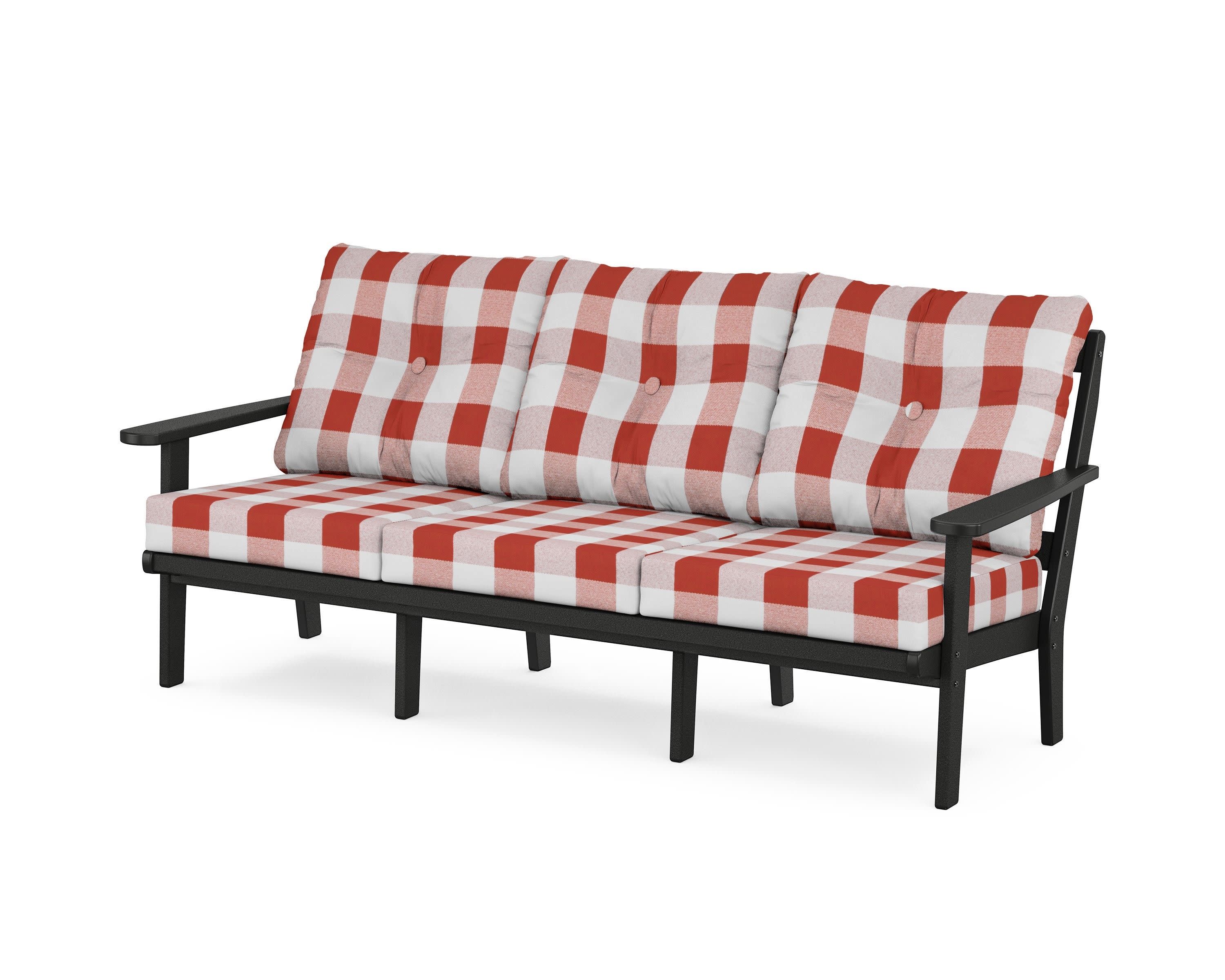 Mission Deep Seating Sofa in Black / Buffalo Plaid Crimson