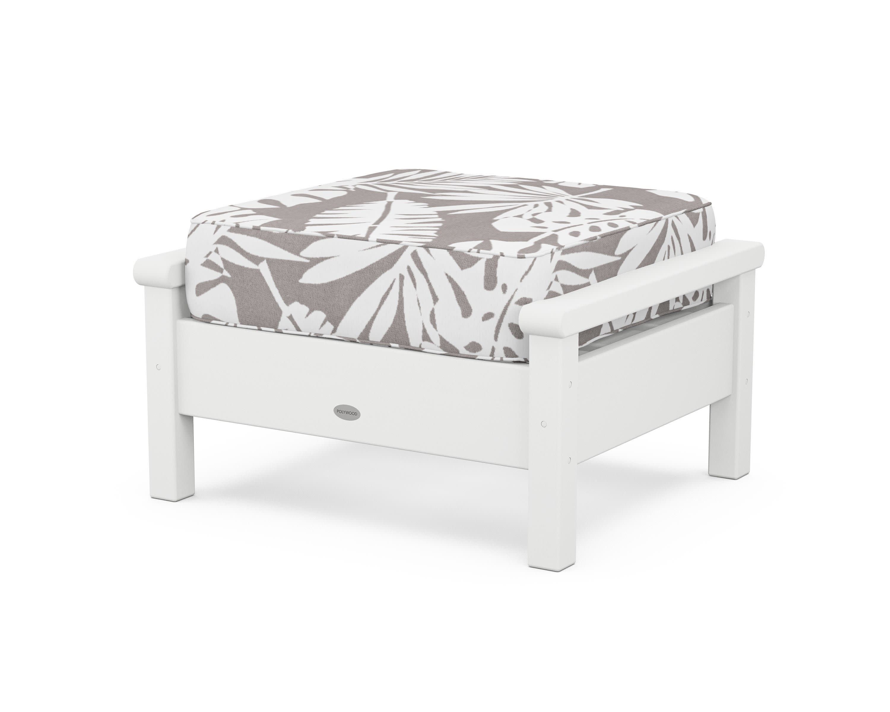 Harbour Deep Seating Ottoman in White / Leaf Grey Mist