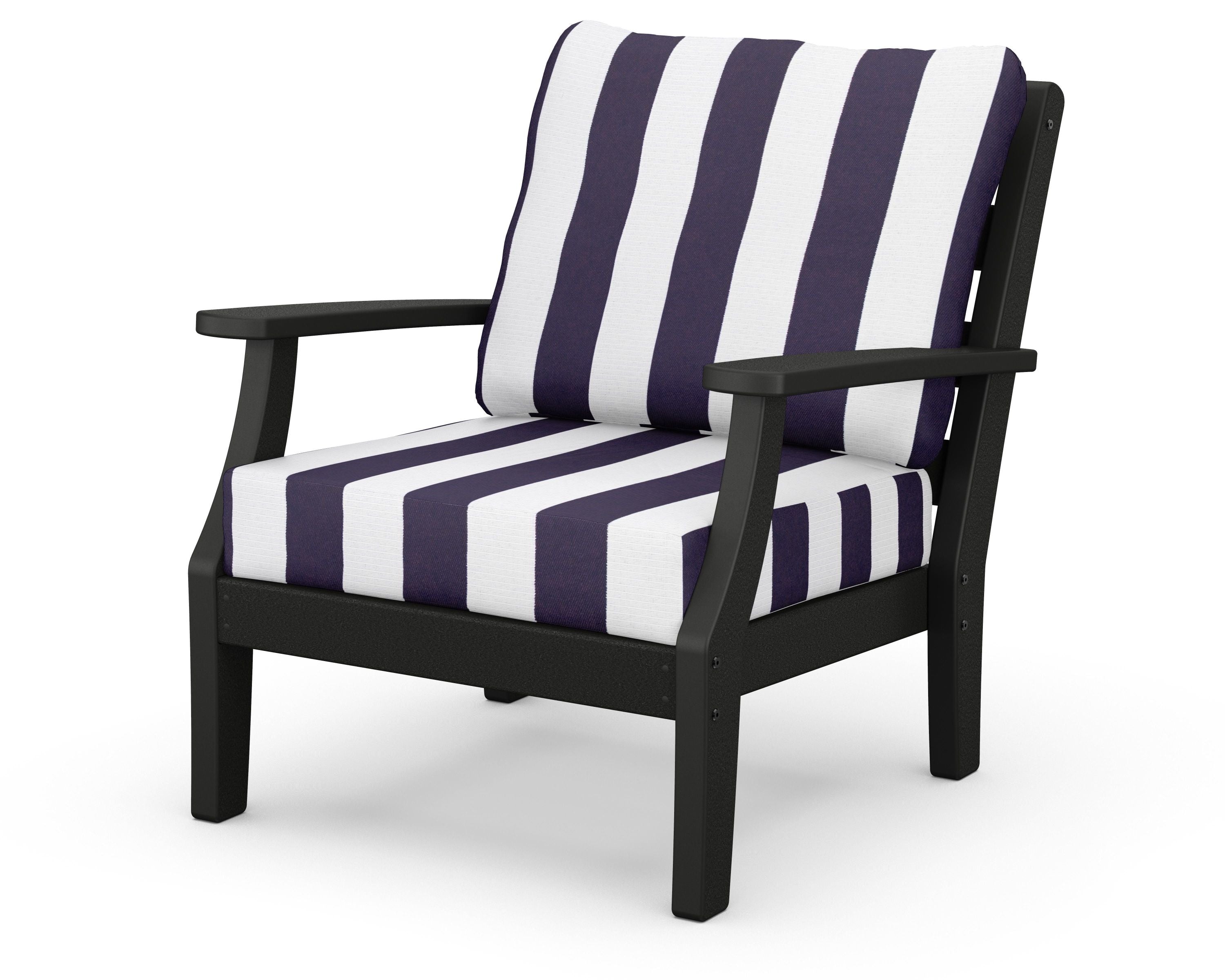 Chesapeake Deep Seating Chair in Black / Cabana Stripe Navy