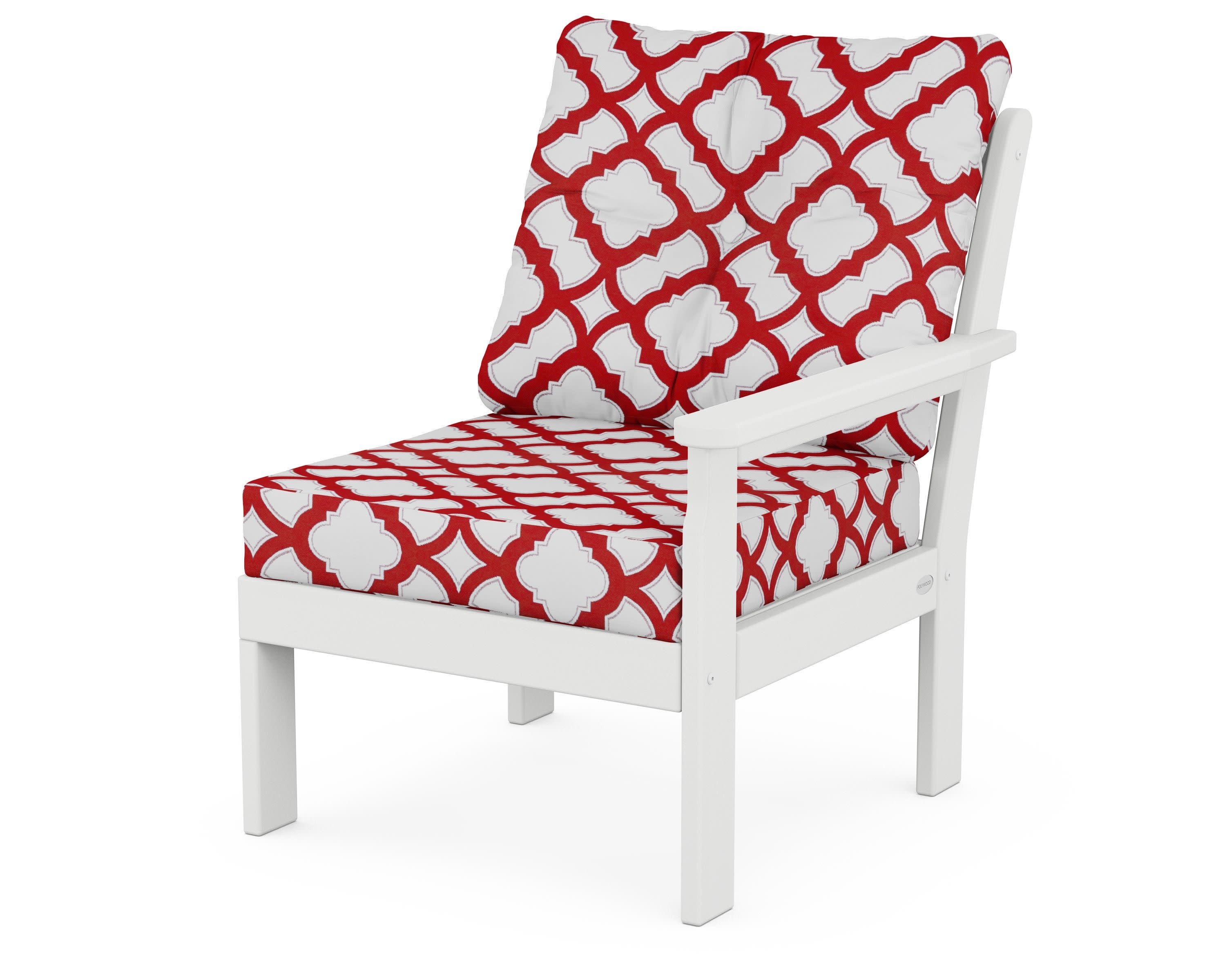 Vineyard Modular Right Arm Chair in White / Trellis Crimson