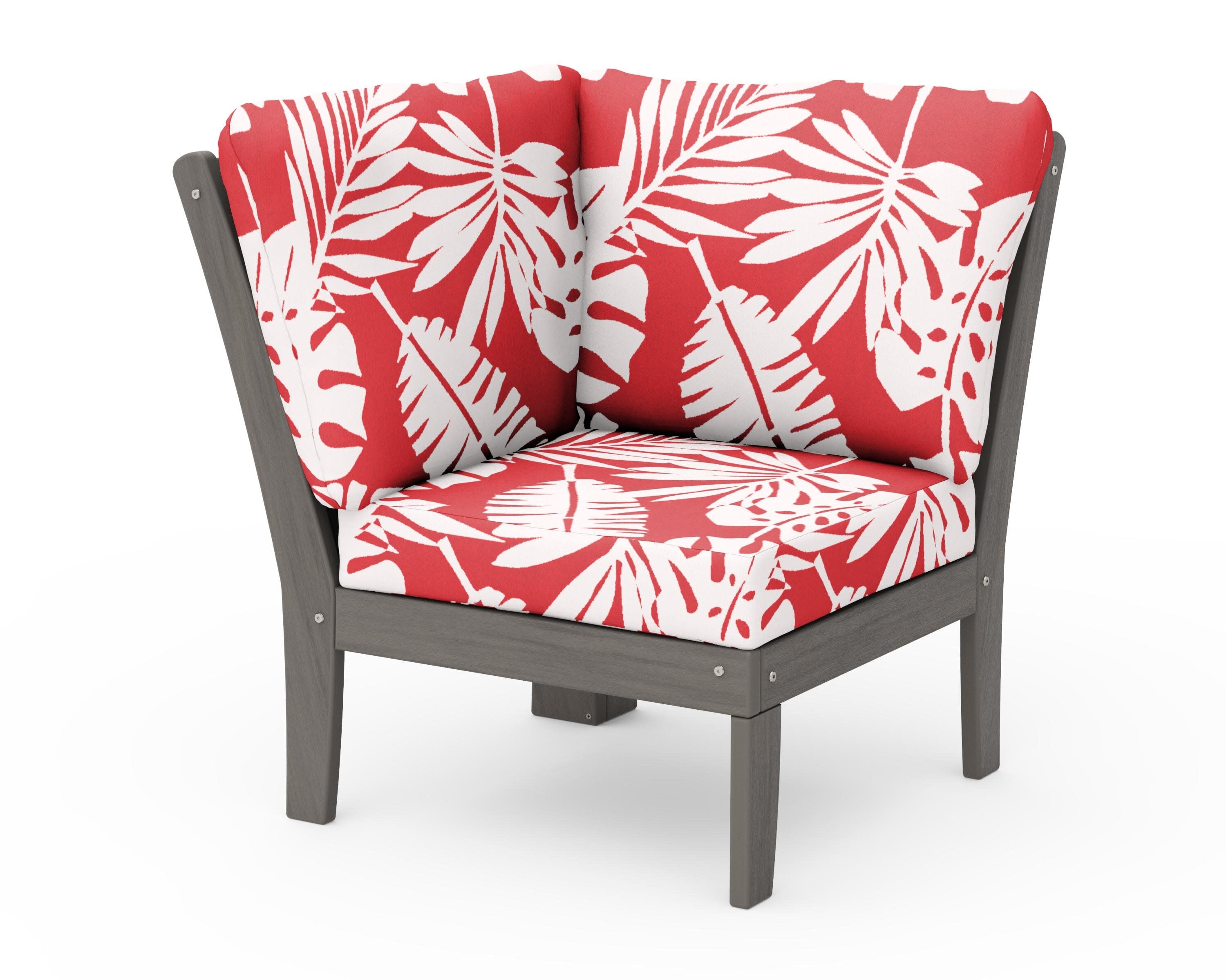 Braxton Modular Corner Chair in Driftwood / Leaf Crimson