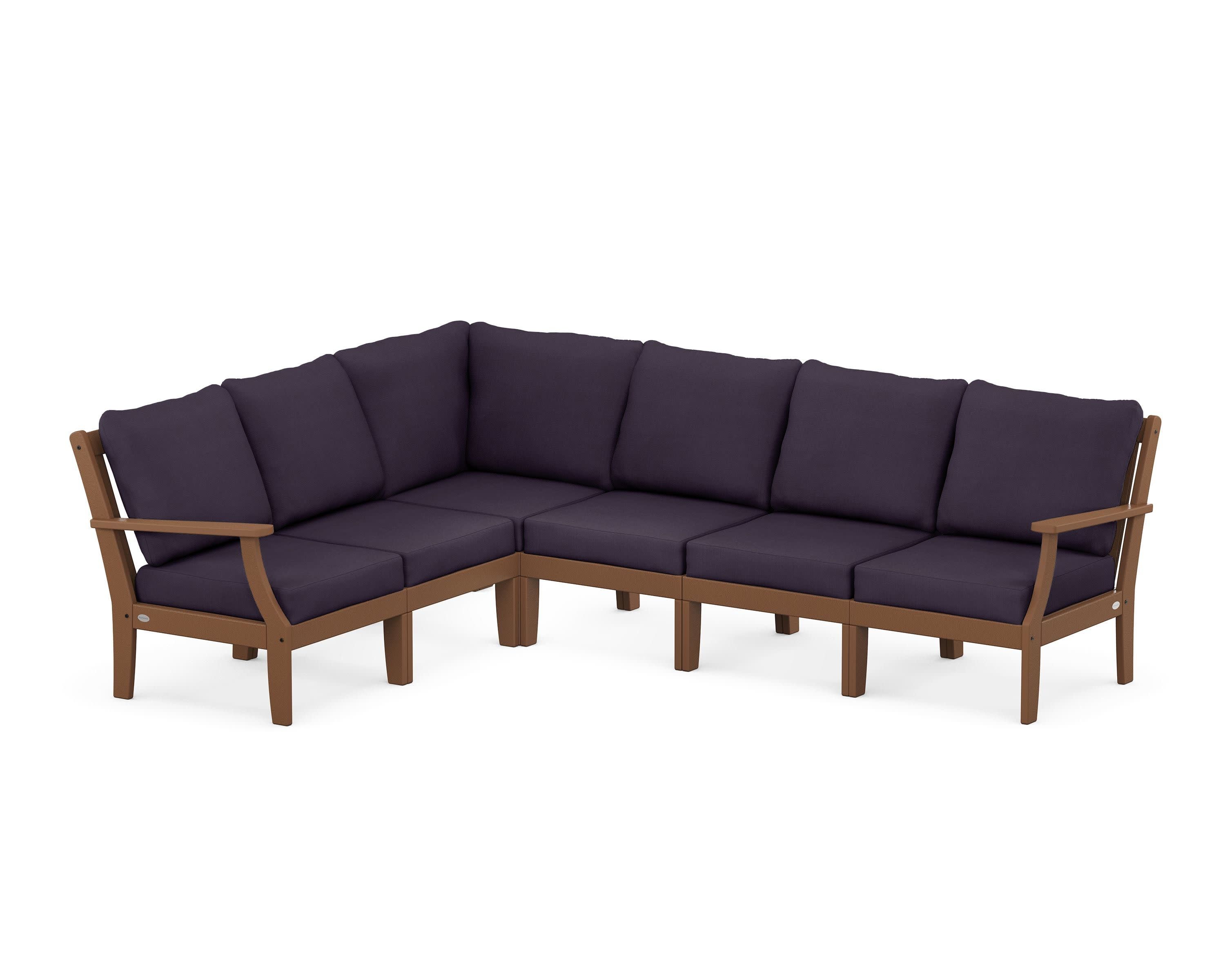 Braxton Modular 6-Piece Deep Seating Set in Teak / Navy Linen