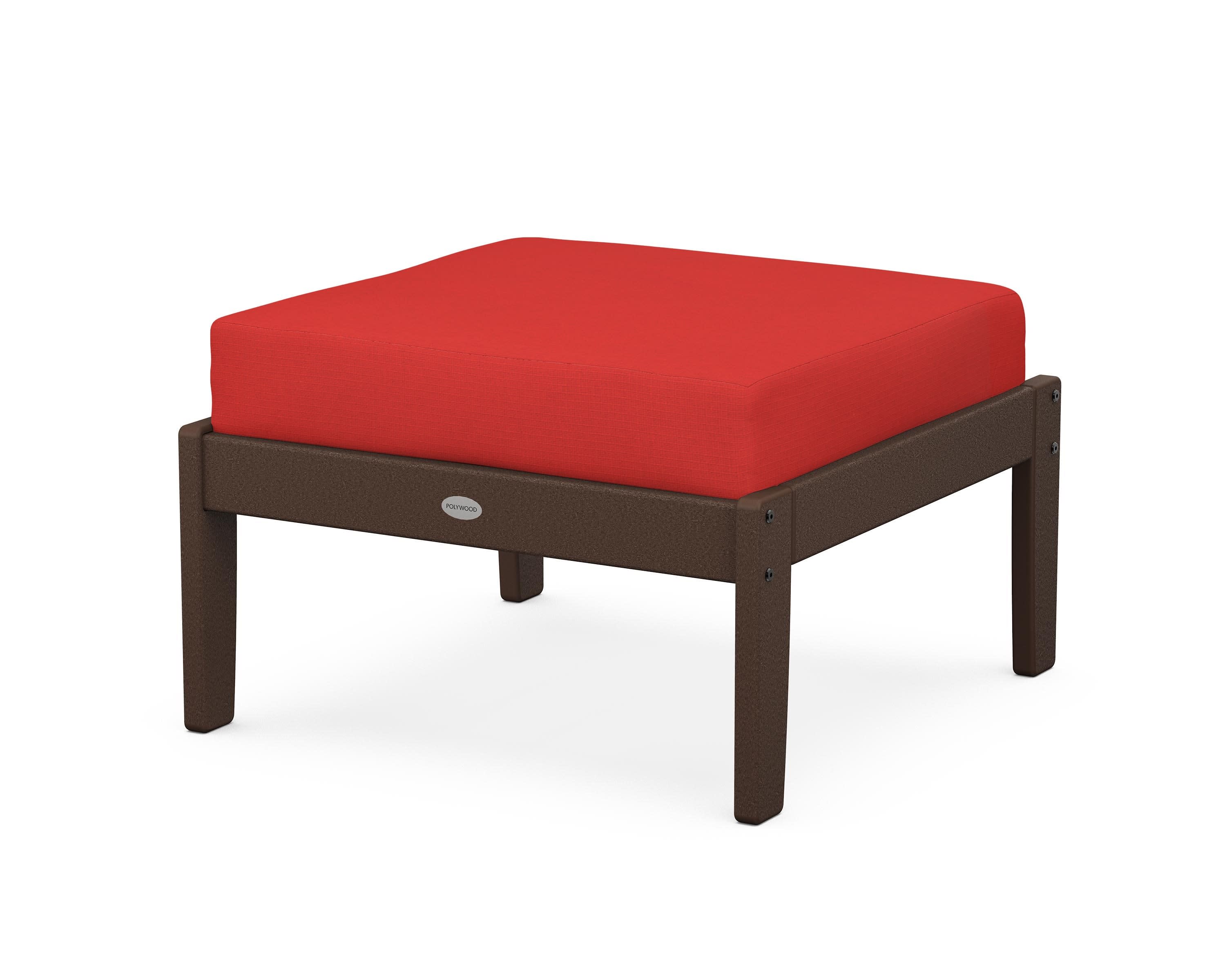 Braxton Deep Seating Ottoman in Mahogany / Crimson Linen