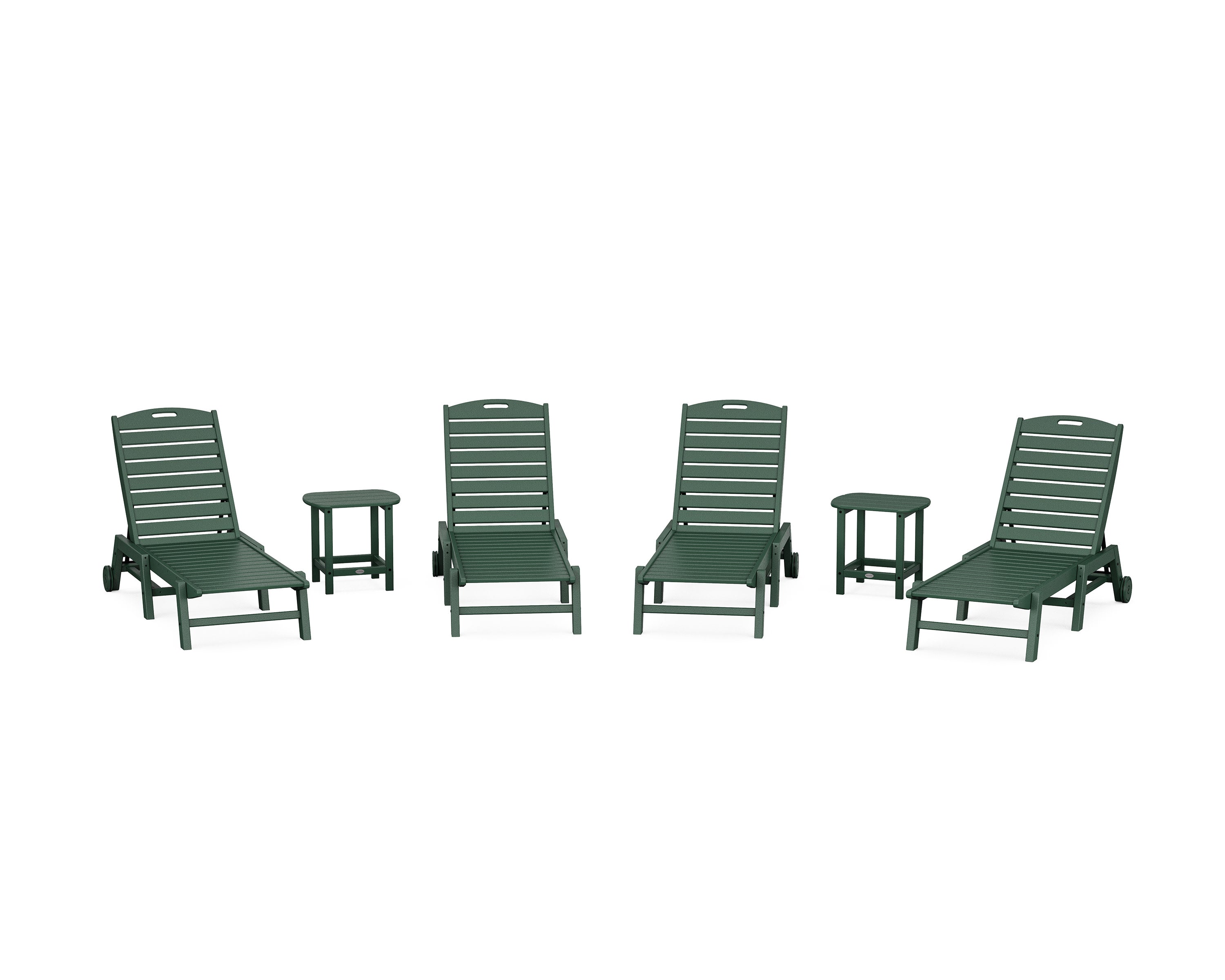 Nautical Chaise 6-Piece Set with Wheels in Green