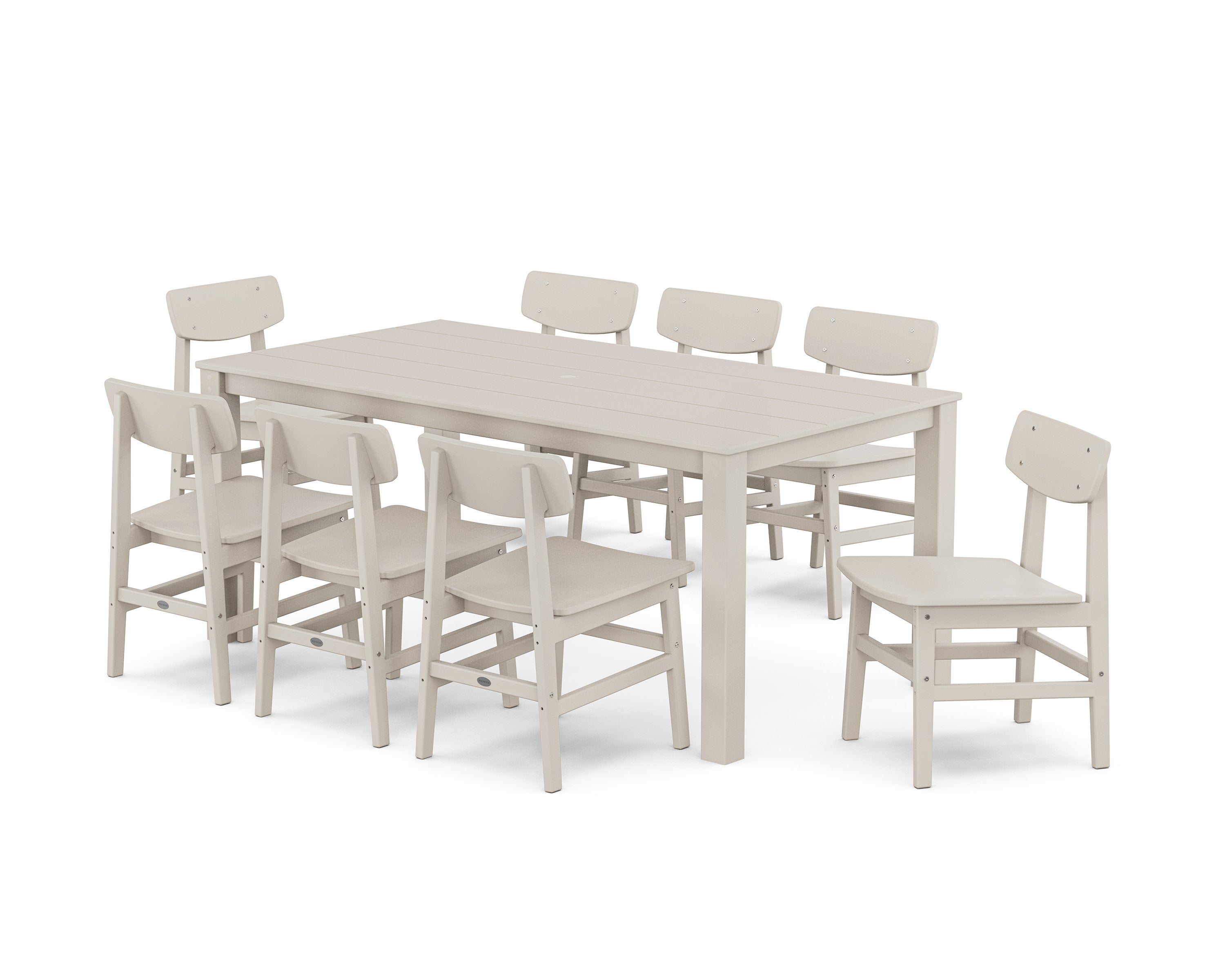 Modern Studio Urban Chair 9-Piece Parsons Dining Set in Sand
