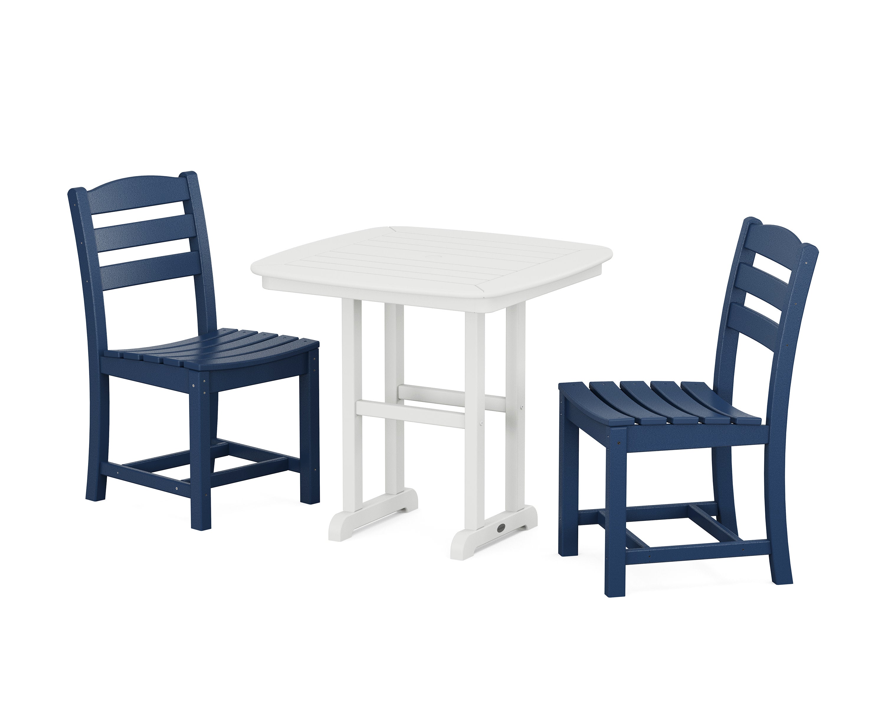 La Casa Caf Side Chair 3-Piece Dining Set in Navy / White
