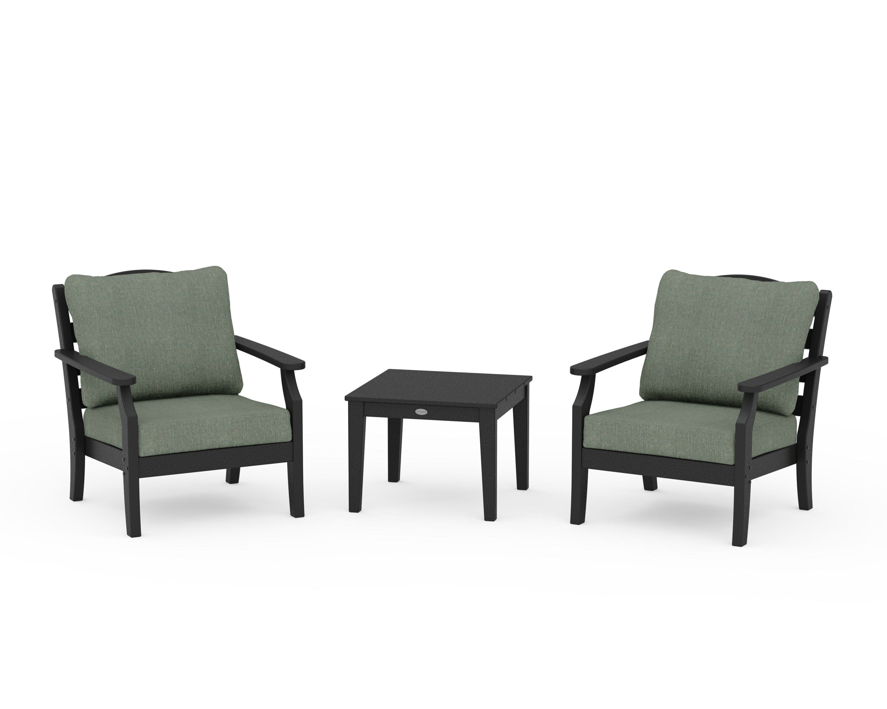 Savannah 3-Piece Deep Seating Set in Black / Cast Sage