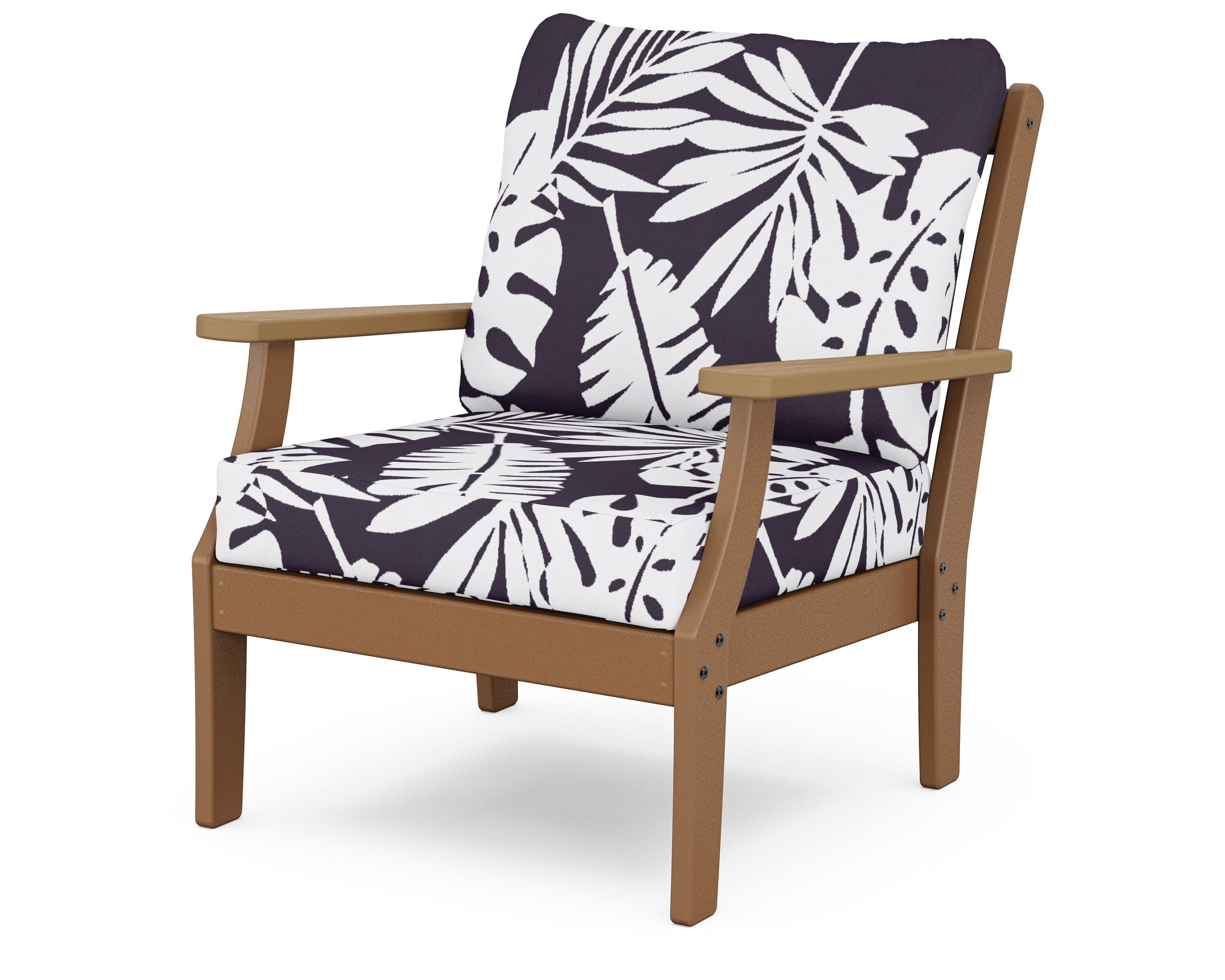 Braxton Deep Seating Chair in Teak / Natural / Leaf Navy