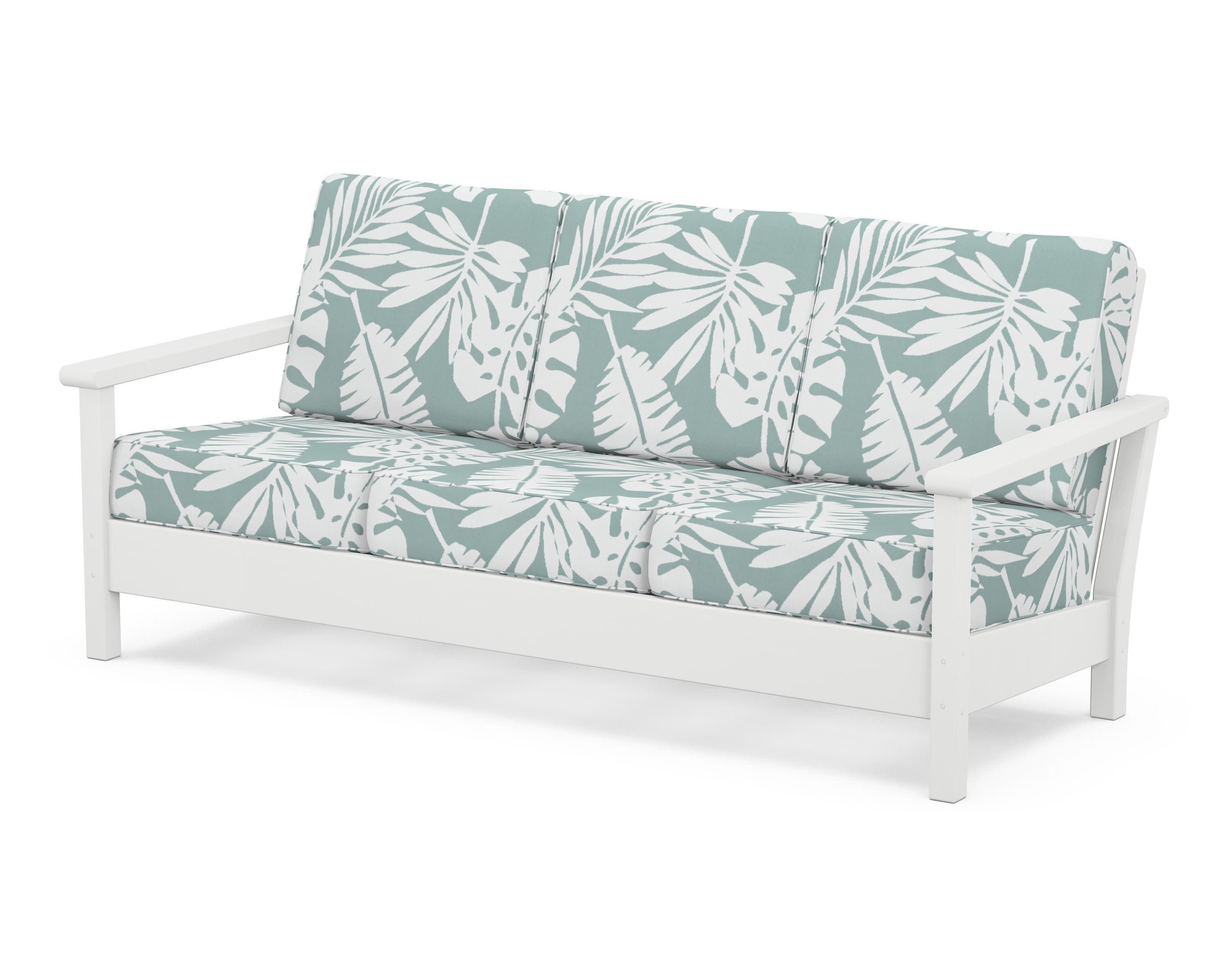 Harbour Deep Seating Sofa in White / Leaf Glacier Spa