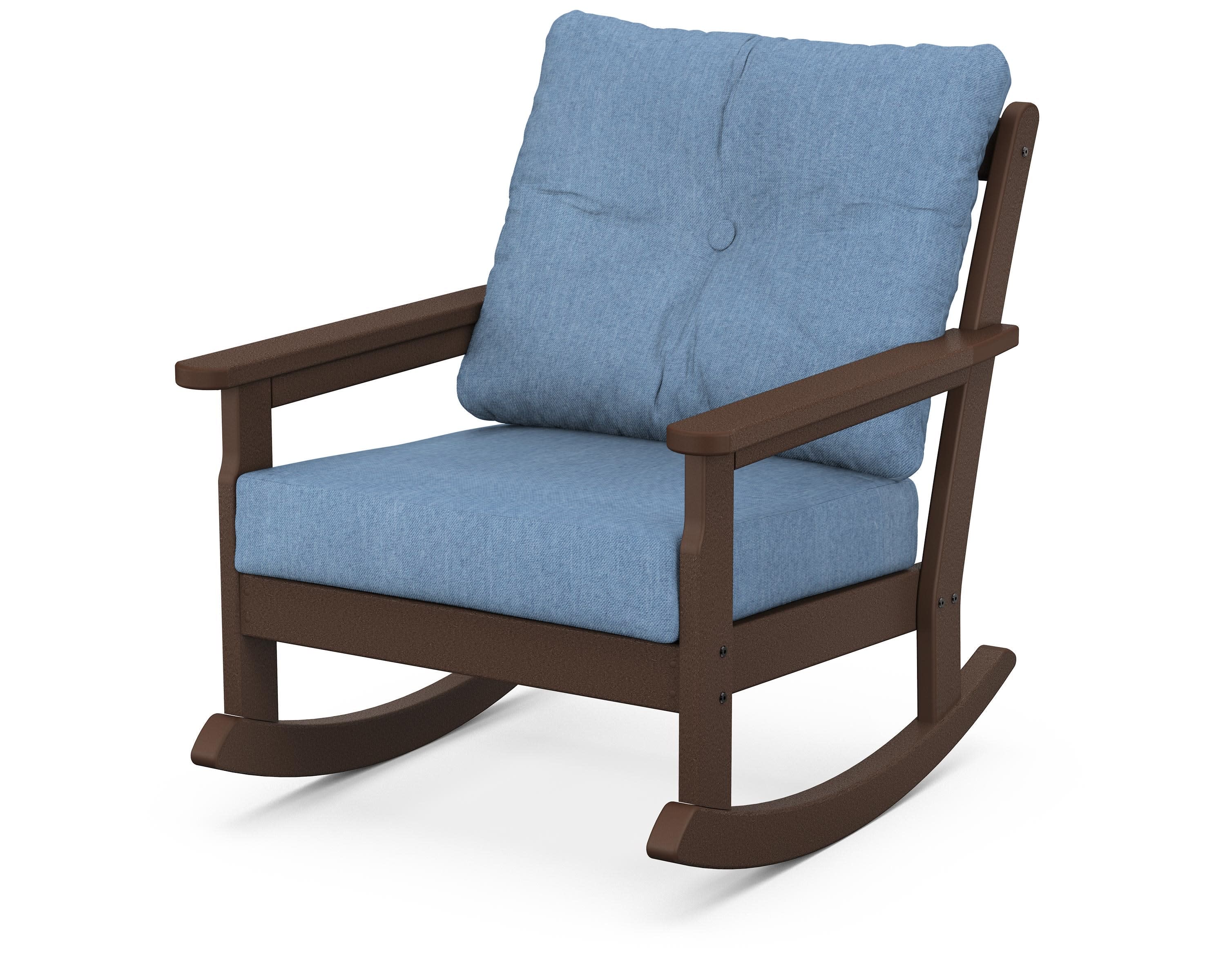 Vineyard Deep Seating Rocking Chair in Mahogany / Sky Blue