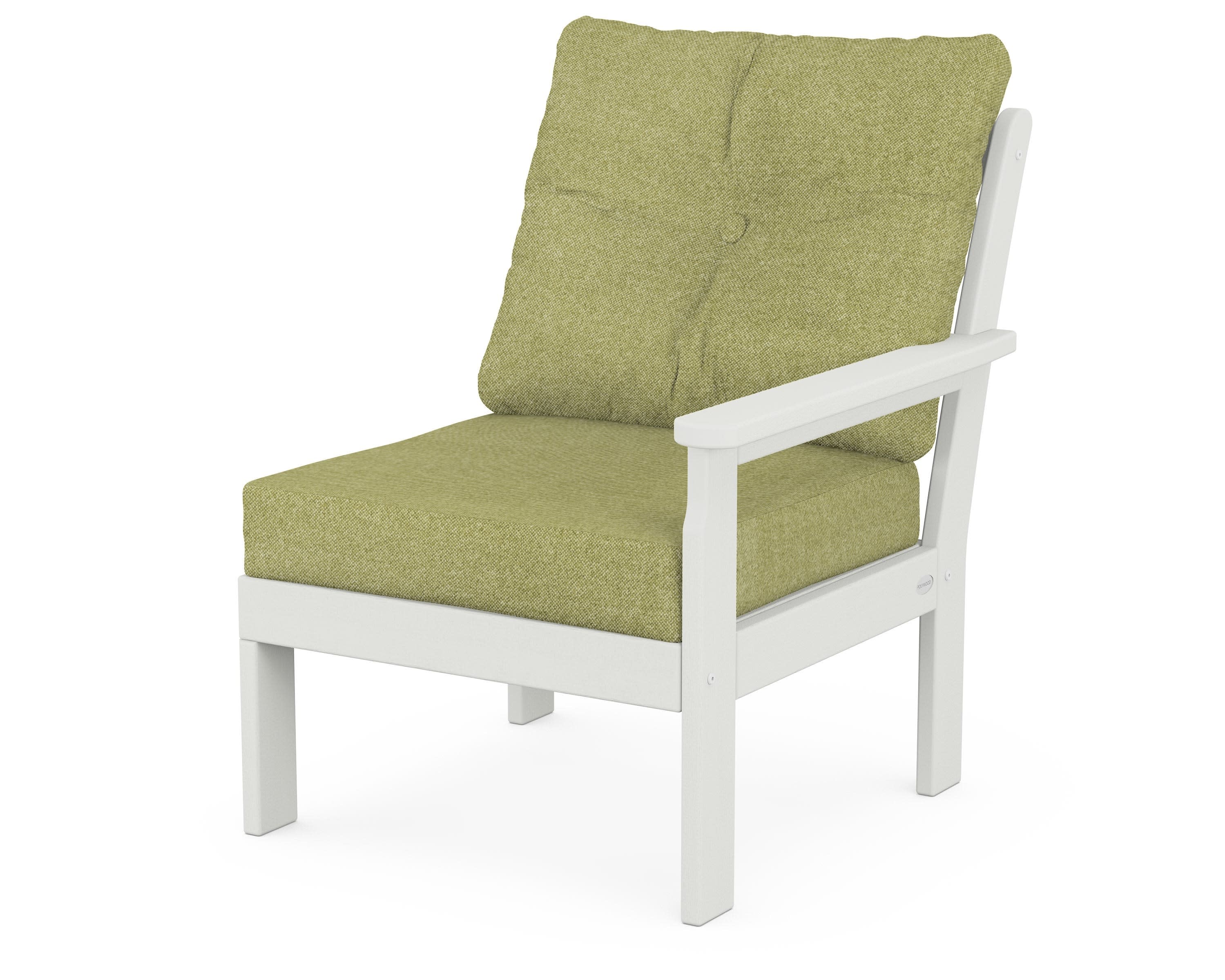 Vineyard Modular Right Arm Chair in Vintage White / Chartreuse Boucle