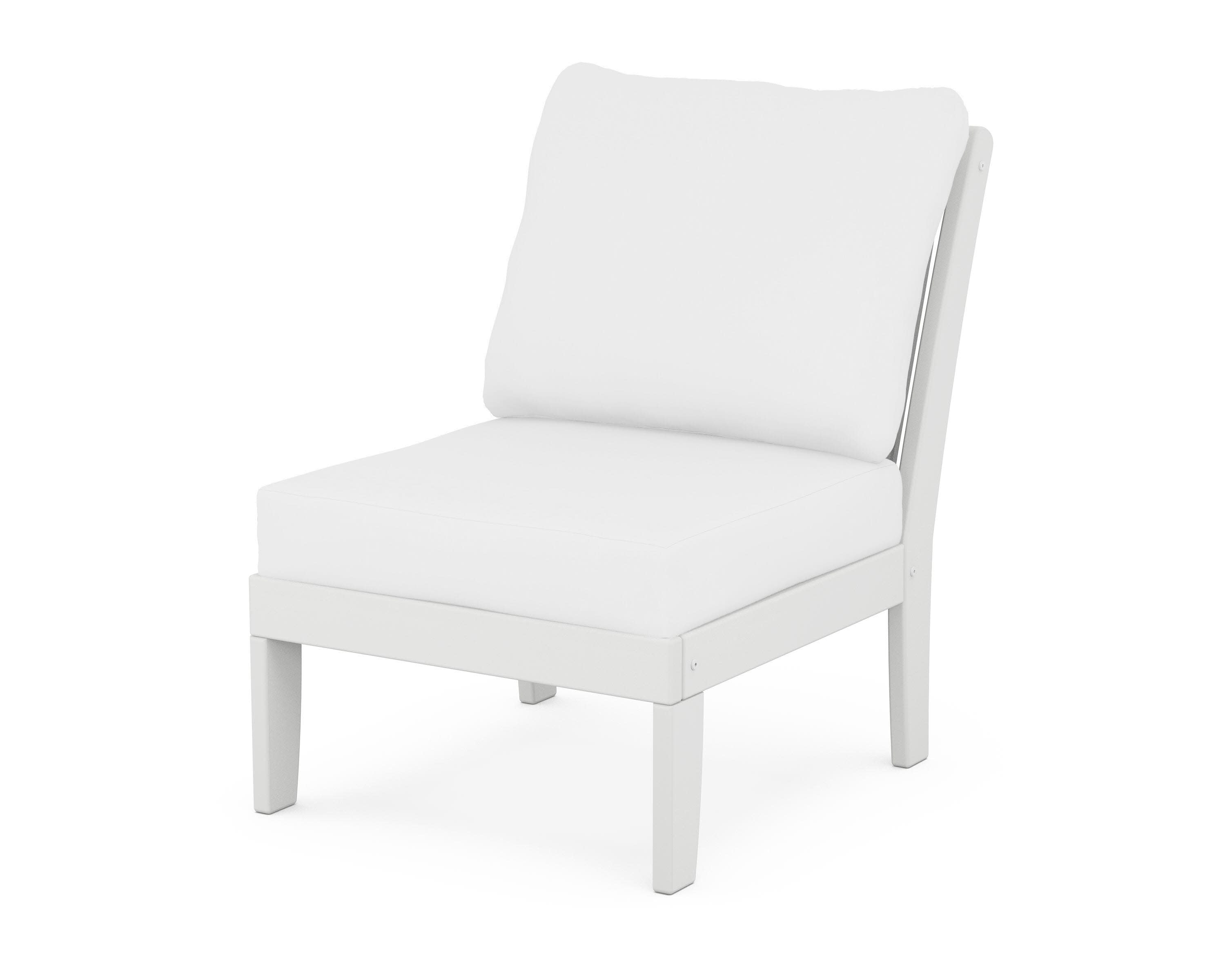 Braxton Modular Armless Chair in White / Natural