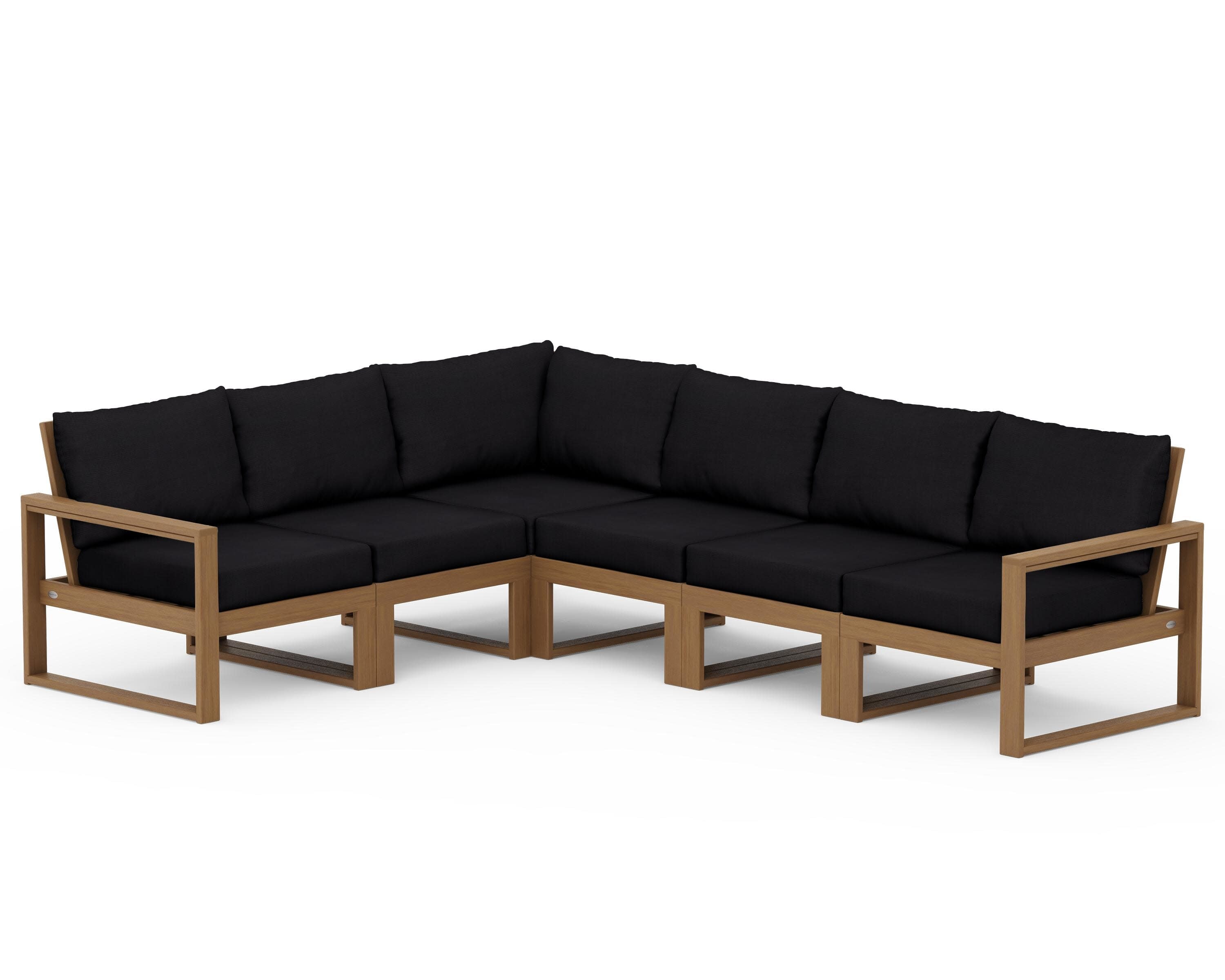 EDGE 6-Piece Modular Deep Seating Set in Natural / Midnight Linen
