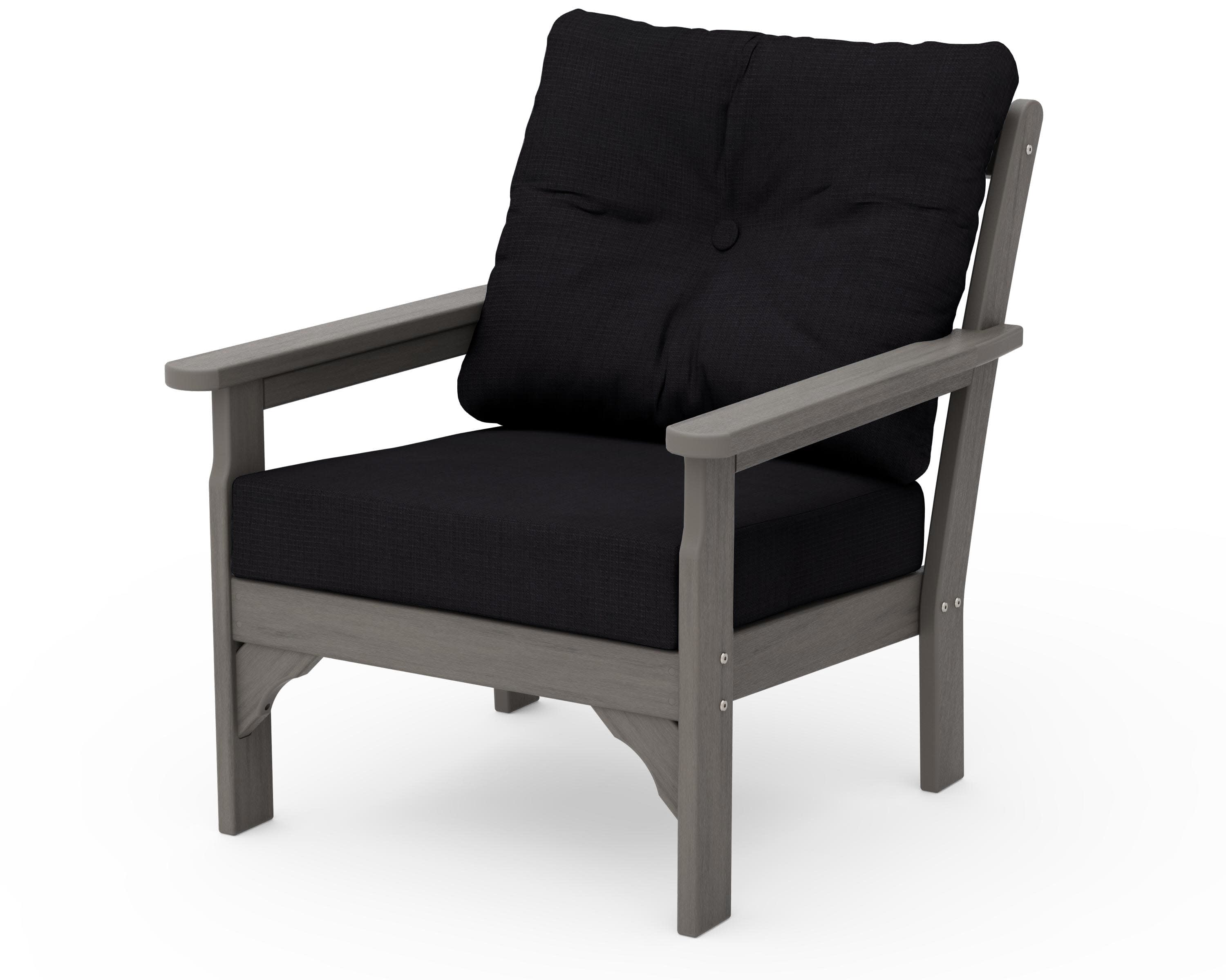Vineyard Deep Seating Chair in Driftwood / Midnight Linen