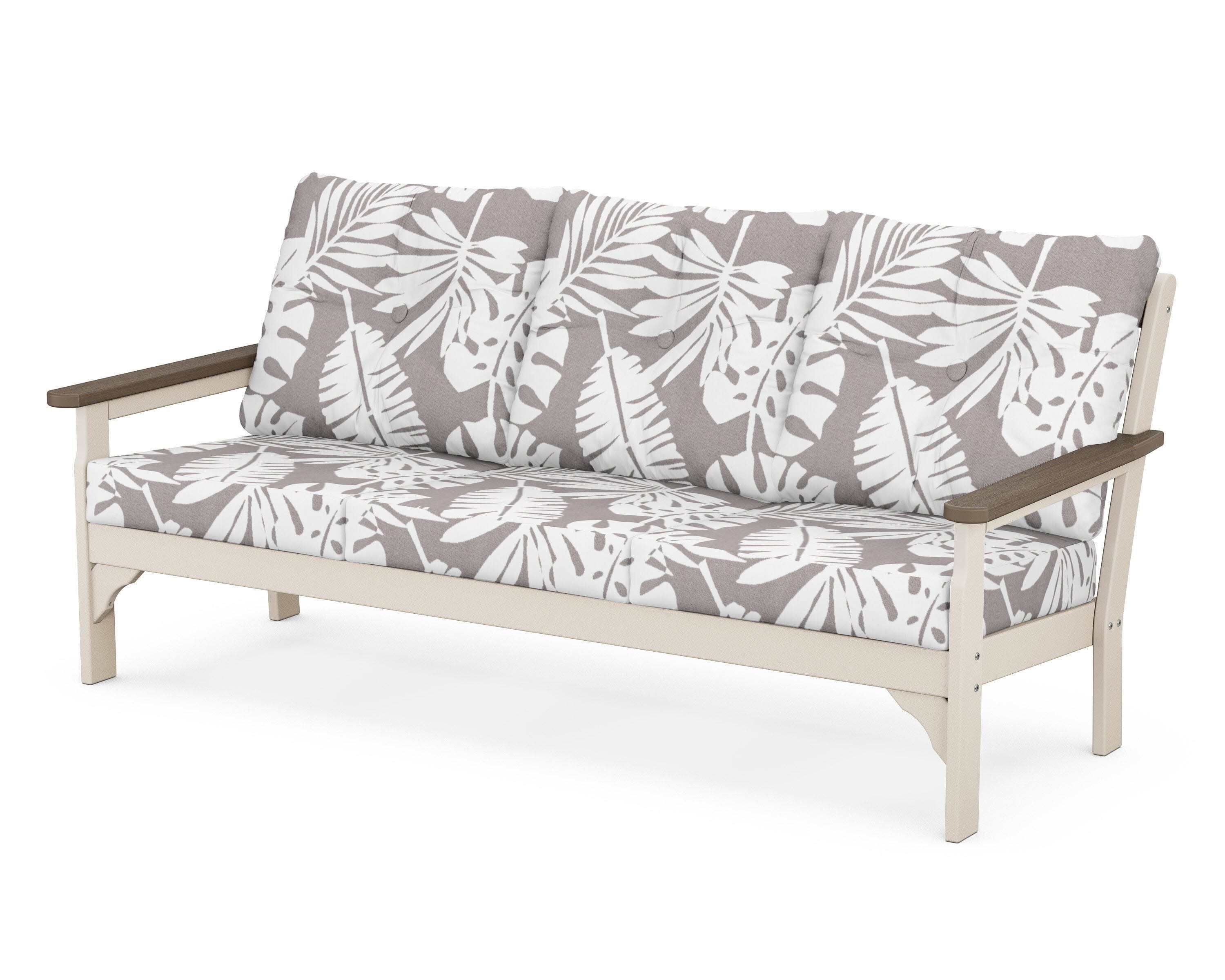 Vineyard Deep Seating Sofa in Sand / Kona / Leaf Grey Mist